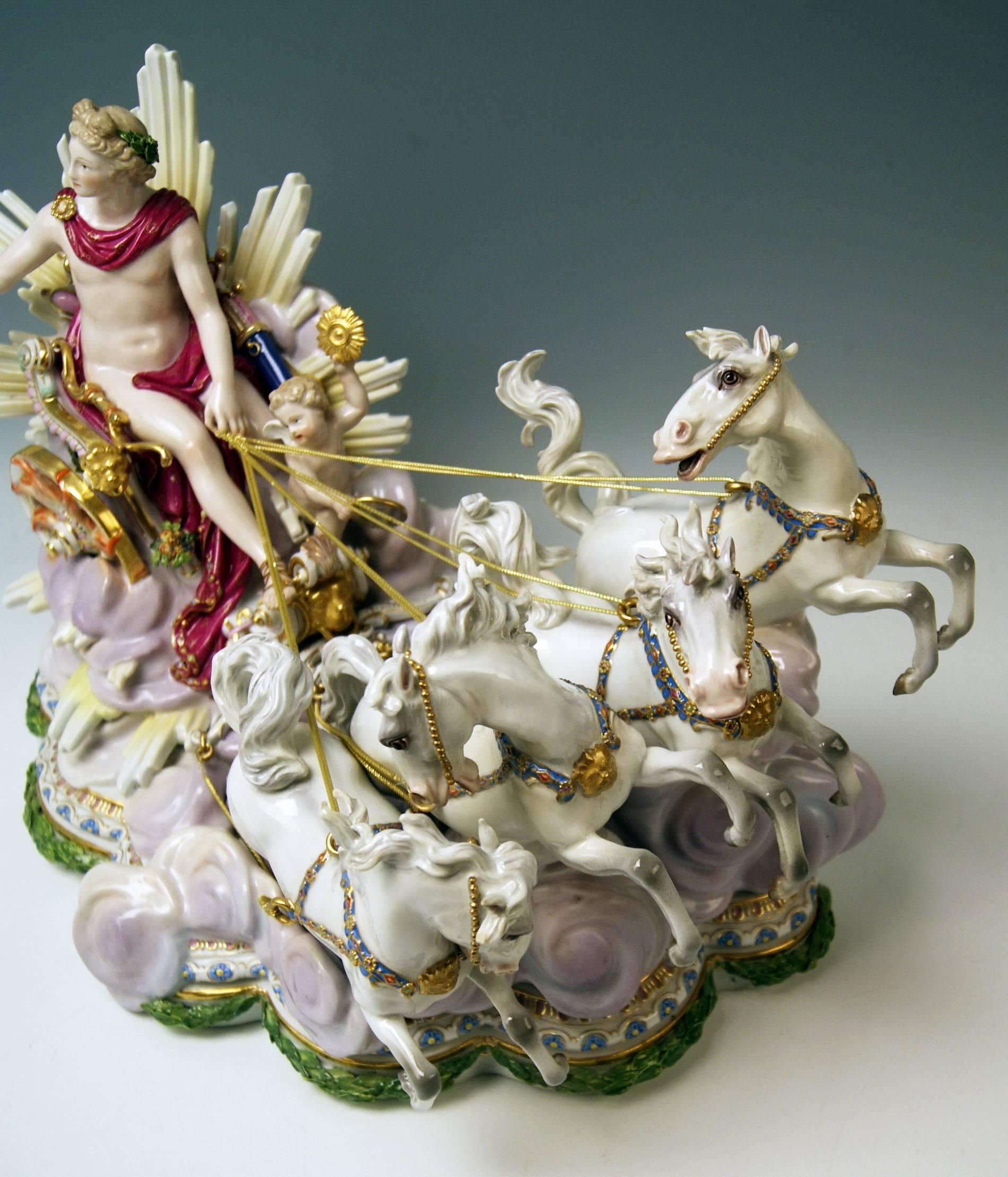 Meissen Apollo in Chariot of Sun by Kaendler for Czarina Katharina made c.1870 In Excellent Condition In Vienna, AT