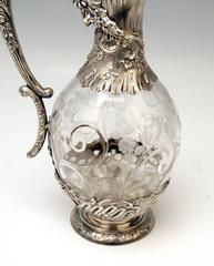 Silver French Pair of Gorgeous Glass Decanters, Paris H. Lapeyre, circa 1900