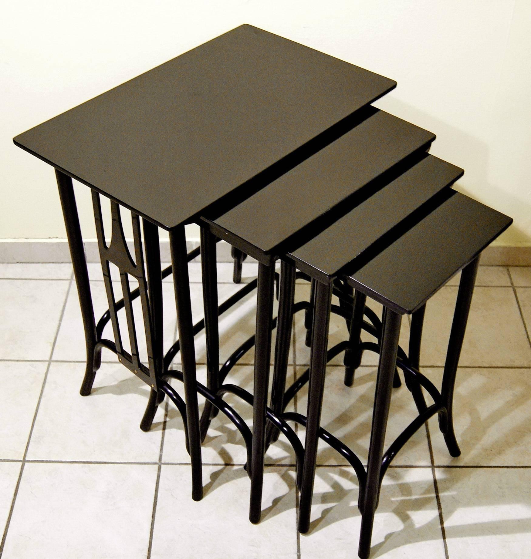 Jacob & Josef Kohn Art Nouveau Four Nesting Tables Black Number 958 A  c.1906 In Excellent Condition In Vienna, AT