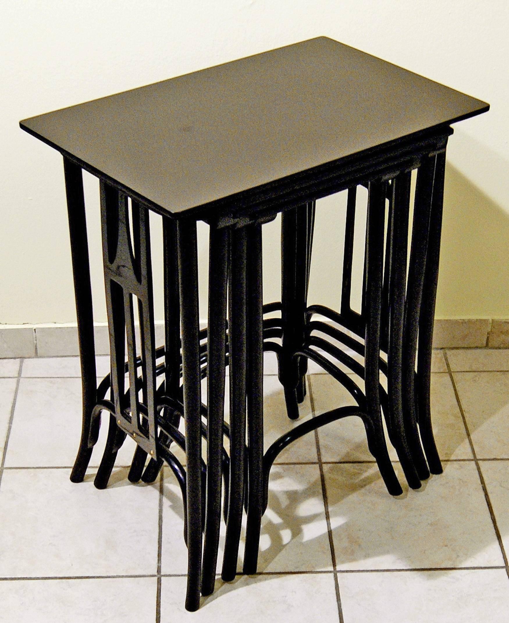 Early 20th Century Jacob & Josef Kohn Art Nouveau Four Nesting Tables Black Number 958 A  c.1906