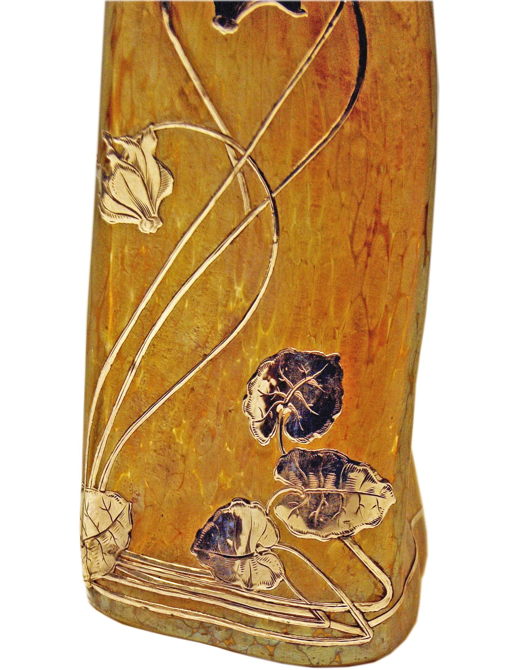 Vase Loetz Widow Art Nouveau Candia Papillon Silver Mountings Cyclamens c.1900 1