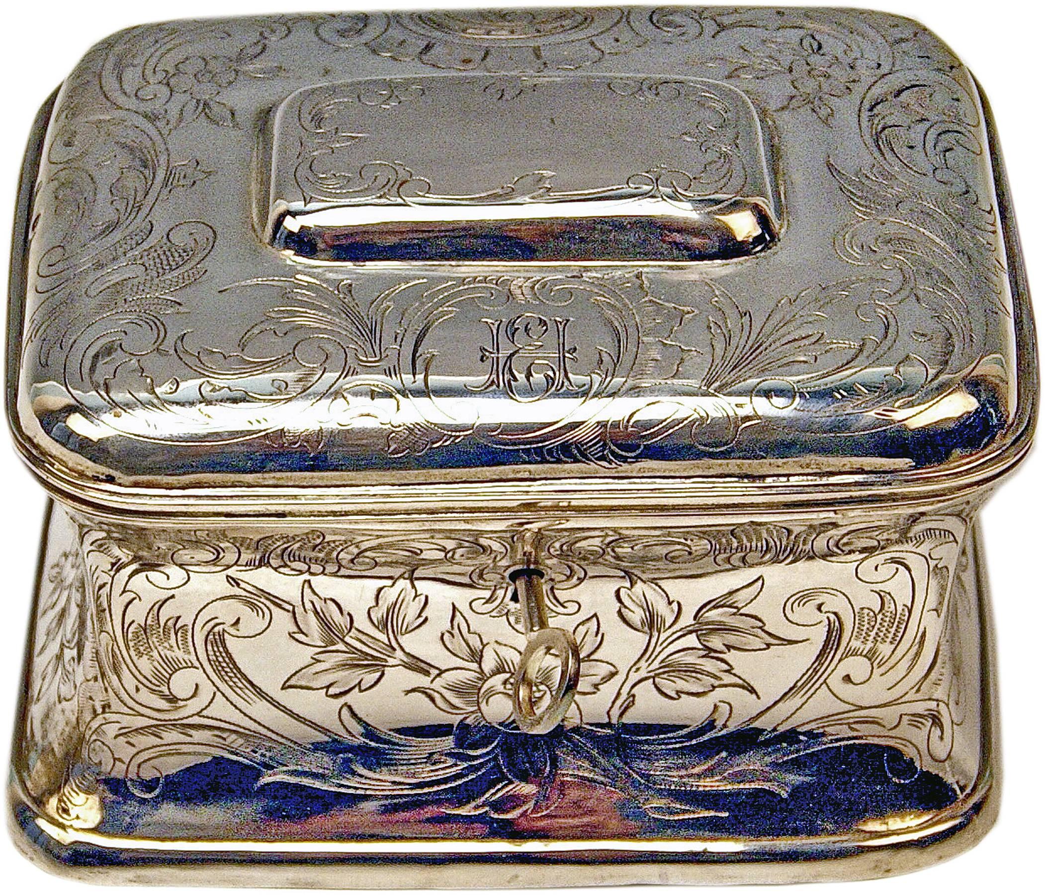 Early 20th Century Austrian Silver Sugar Box like Chest with Key, circa 1900