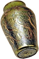 Loetz Vase Art Nouveau Cobalt Papillon with Silver Flowers Silber Iris