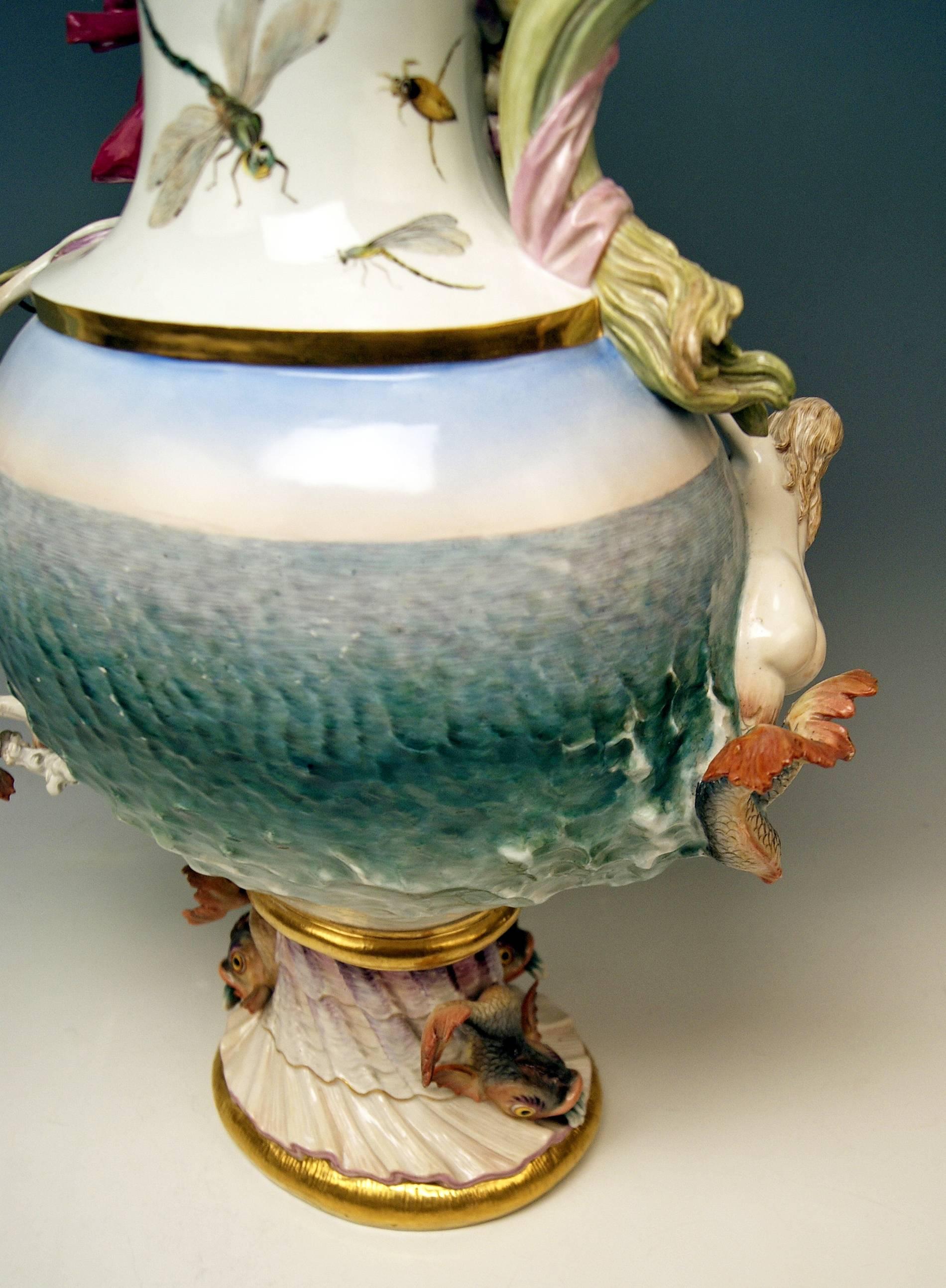 MEISSEN HUGE EWER THE WATER FOUR ELEMENTS BY KAENDLER height 25.78 inches c.1860 2
