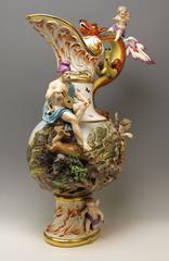 MEISSEN HUGE EWER THE FIRE FOUR ELEMENTS BY KAENDLER height 26.18 inches c.1860