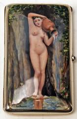 Silver Gorgeous Cigarette Case Enamel Painting The Source Jean A.D.Ingres c.1890