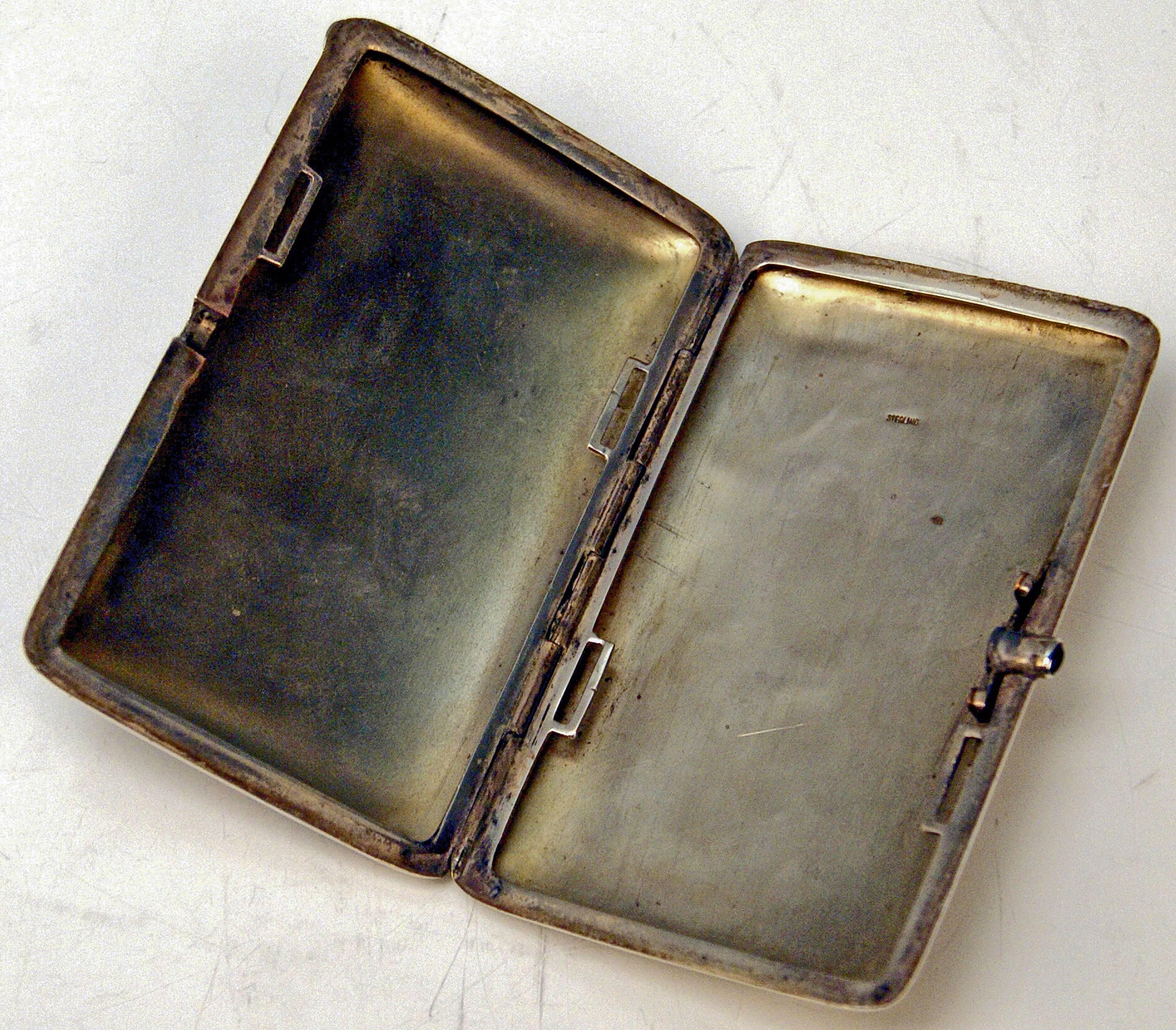 Silver Gorgeous Cigarette Case Enamel Painting The Source Jean A.D.Ingres c.1890 In Excellent Condition In Vienna, AT