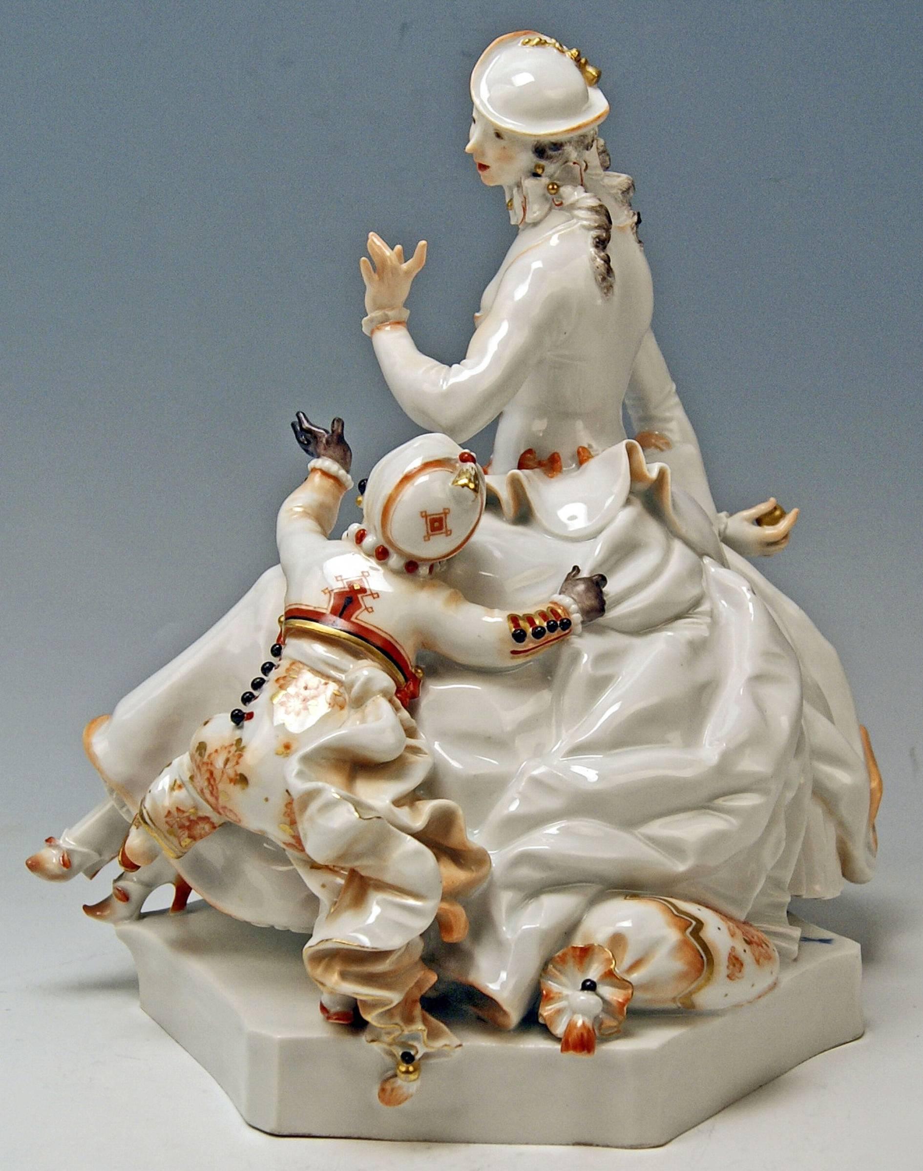 Art Deco Meissen Figurine Group Lady and Black Boy by Paul Scheurich made c.1920-21