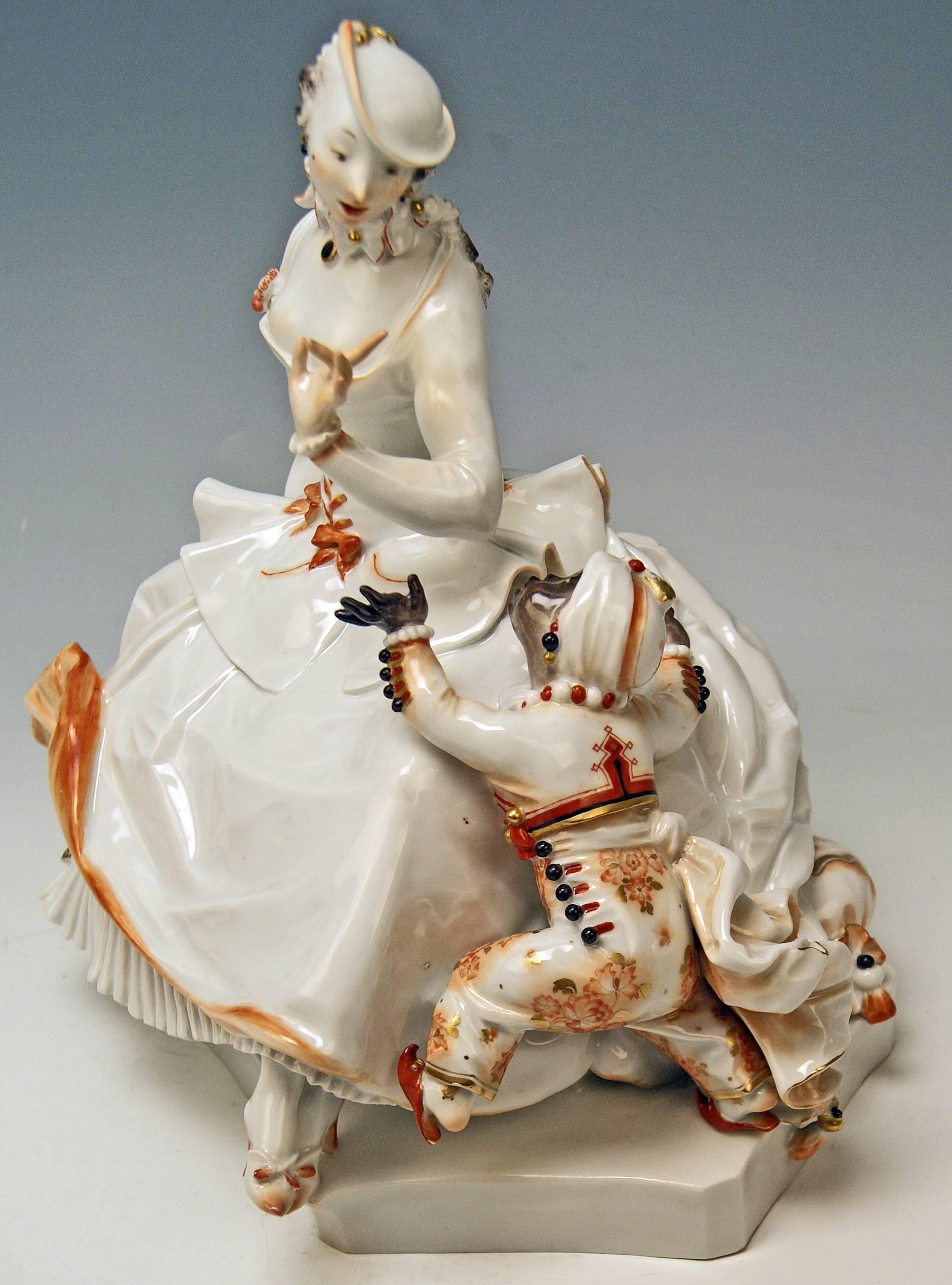 Early 20th Century Meissen Figurine Group Lady and Black Boy by Paul Scheurich made c.1920-21
