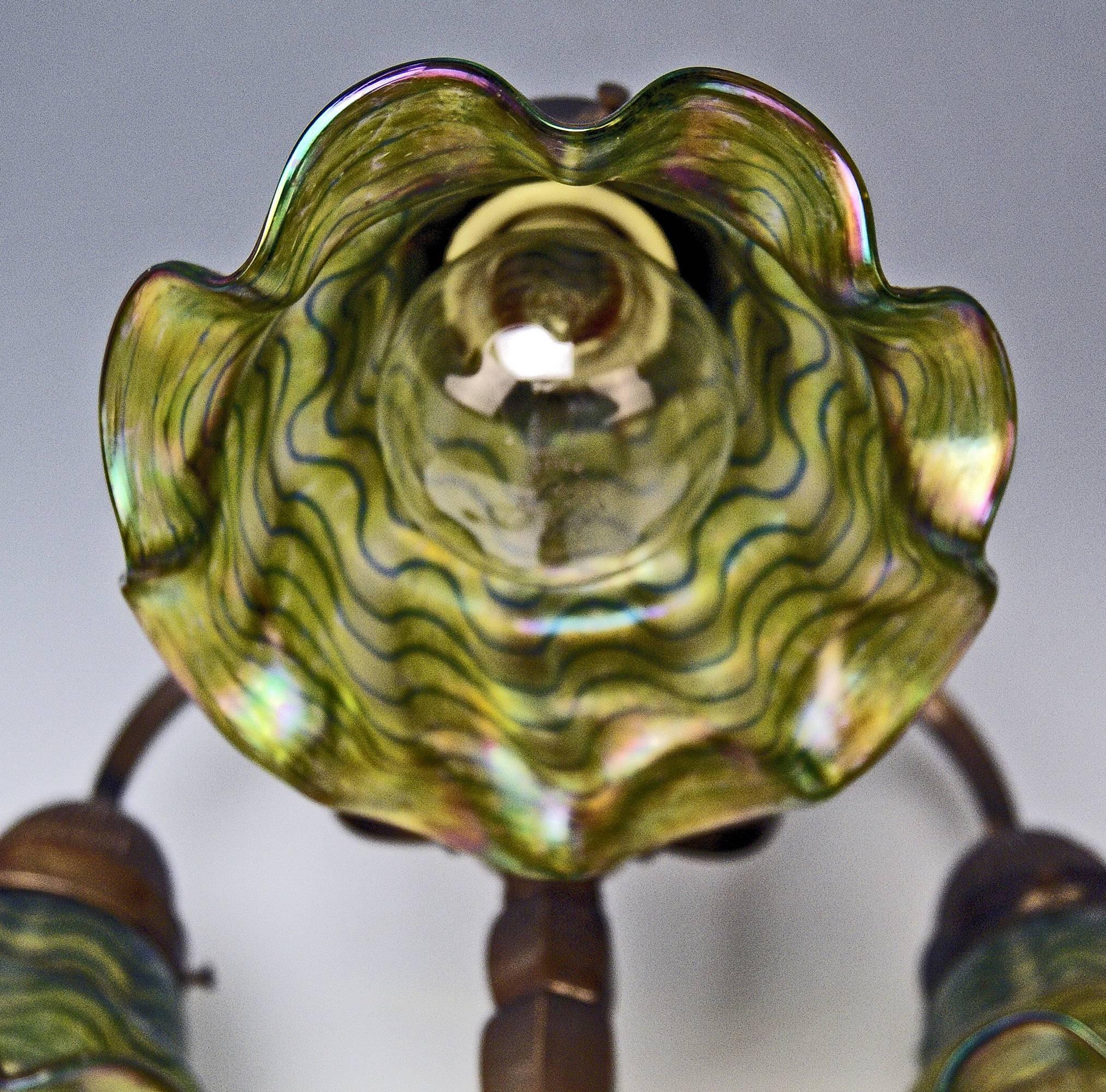Brass Table Lamp Pallme Koenig & Habel Elisabeth Factory Bohemia Art Nouveau made 1920