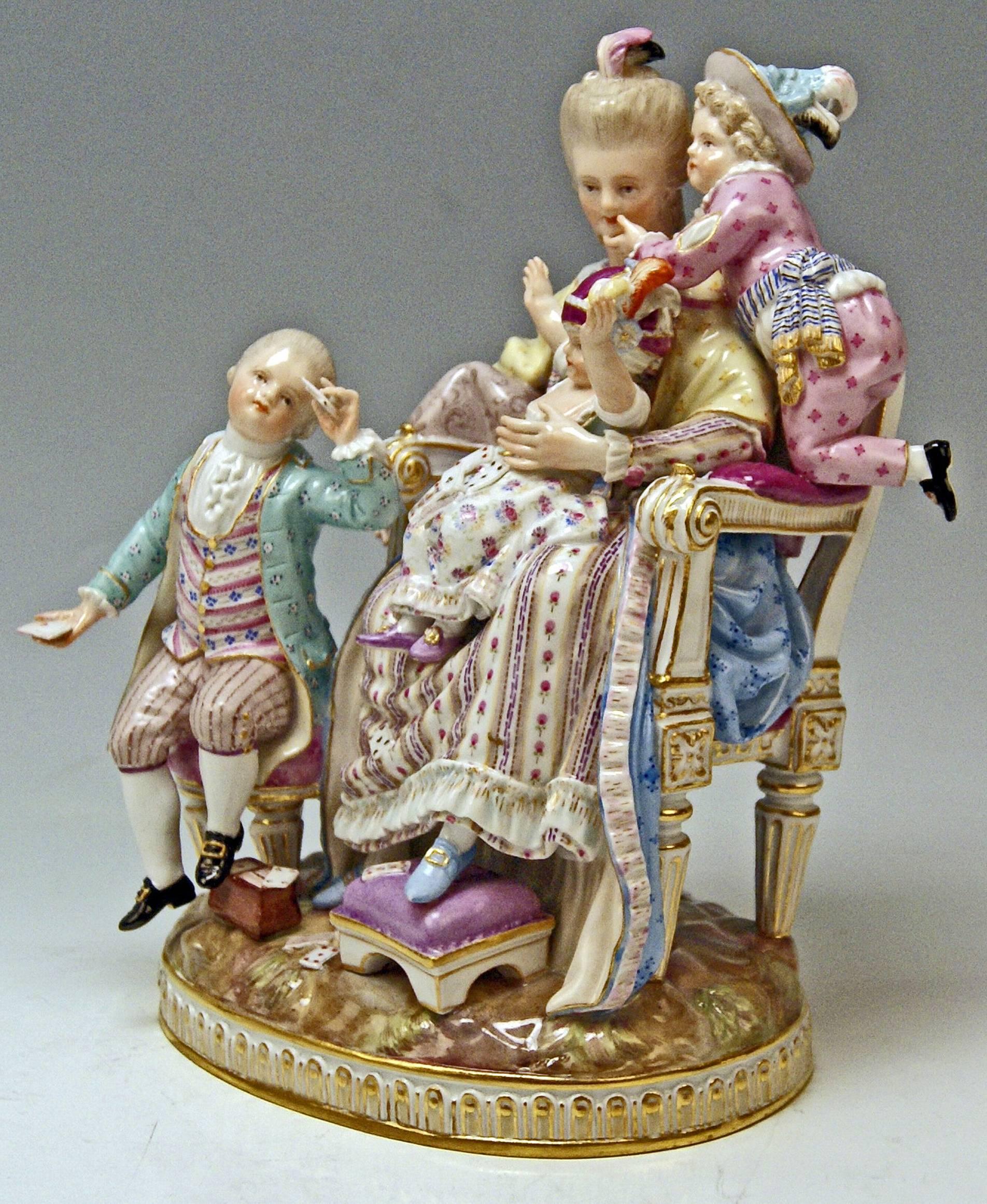 Meissen most remarkable figurine group by Michel Victor Acier (1774): The Loving Mother

Designer: 
Michel Victor Acier (born in 1736 at Versailles, France - died 1799 at Dresden, Germany)  
The sculptor had studied at Academy of Fine Arts in