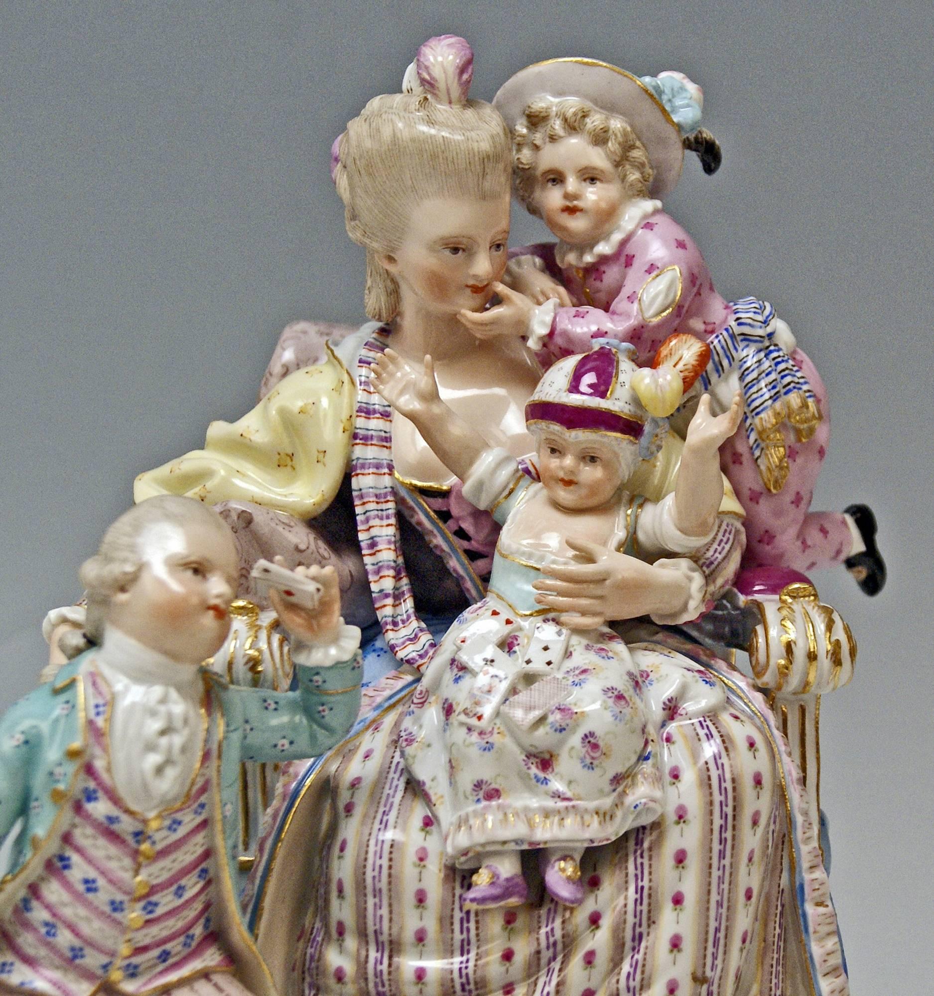 Late 19th Century Meissen Stunning Figurine Group The Loving Mother by Michel V. Acier, circa 1870