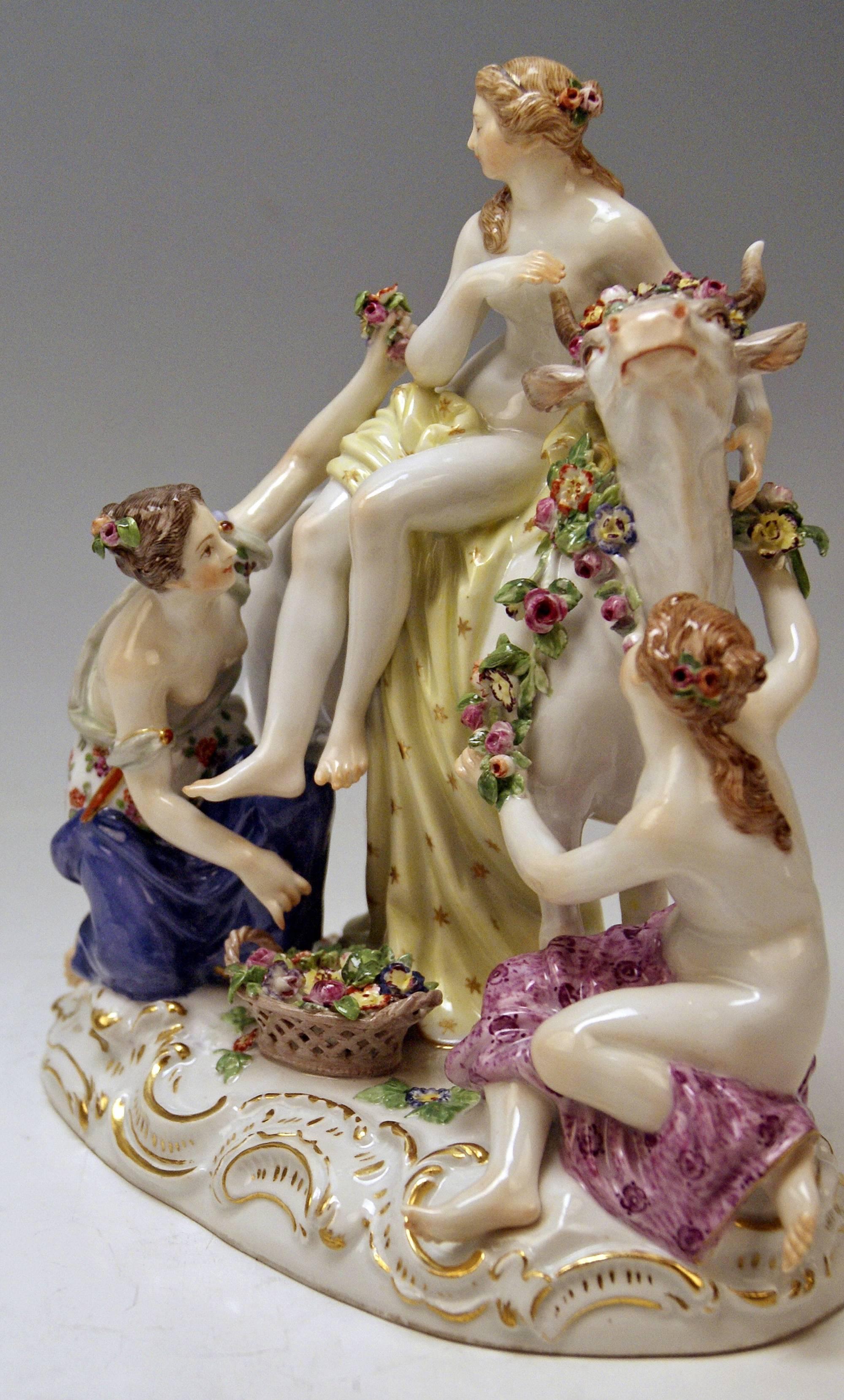German Meissen Stunning Figurine Group the Rape of Europe by Kaendler, circa 1860