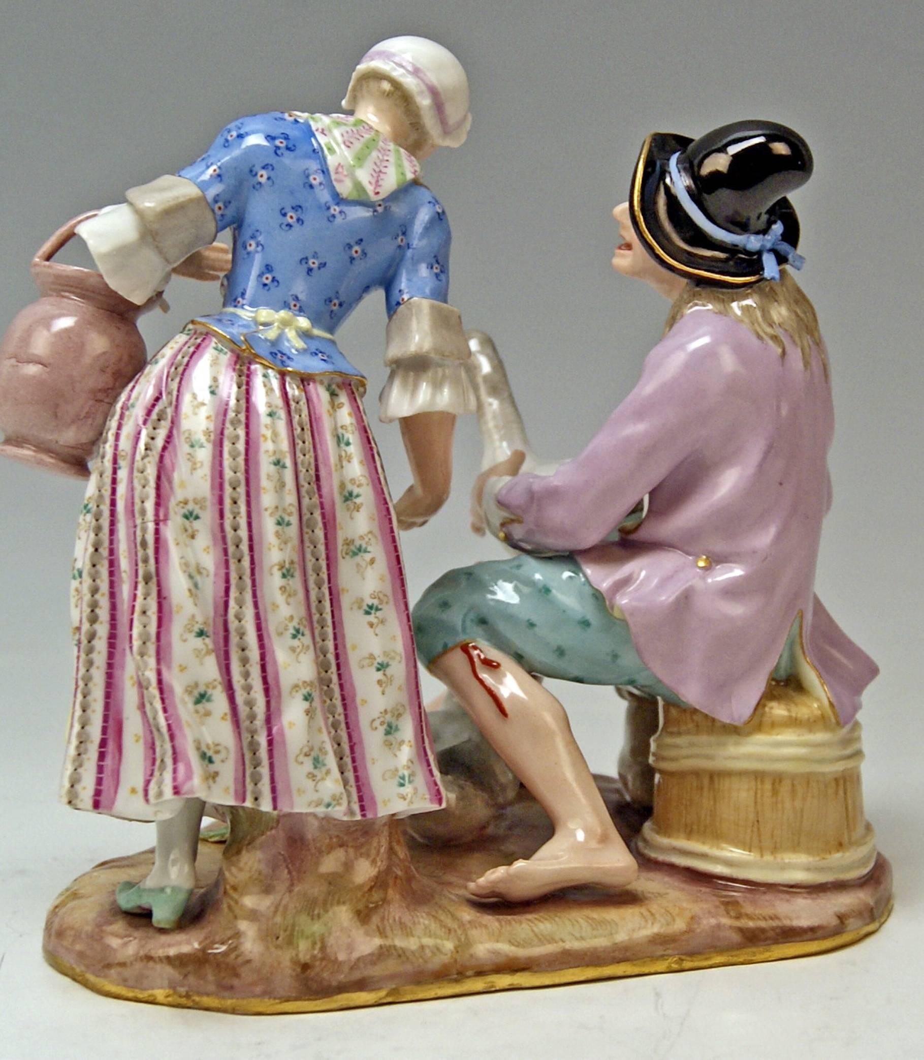 Allemand Rare groupe de figurines de Meissen The Deal with Geese par Circle of J.J.Kaendler, vers 1870 en vente