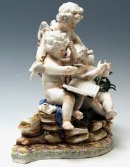 Meissen Figurines Cherubs Allegory of Arithmetic by Acier, circa 1880