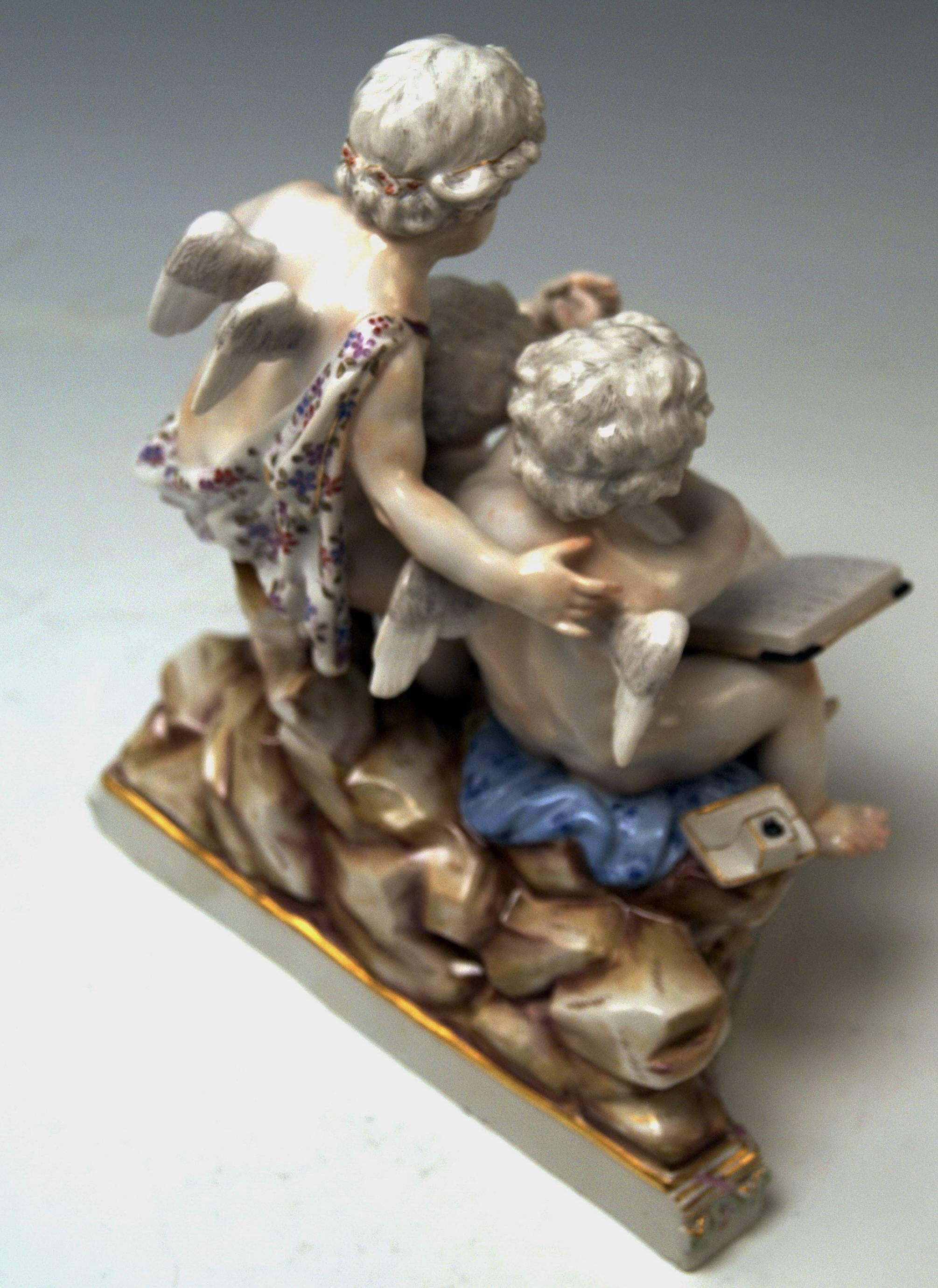 Late 19th Century Meissen Figurines Cherubs Allegory of Arithmetic by Acier, circa 1880