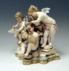 Meissener Figurinen Putten Allegorie der Astronomie von Acier:: um 1880