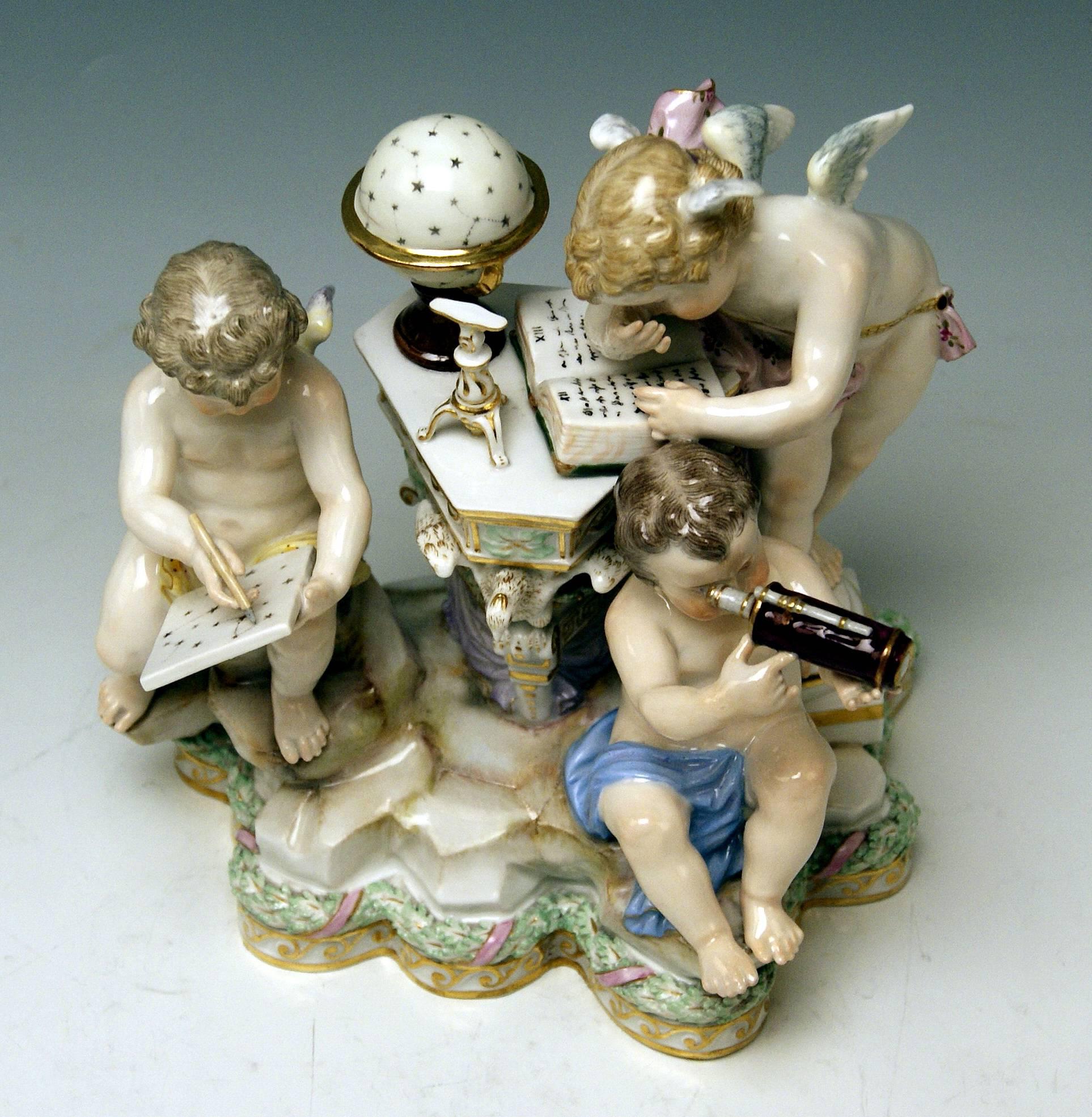 Meissener Figurinen Putten Allegorie der Astronomie von Acier:: um 1880 (Deutsch)