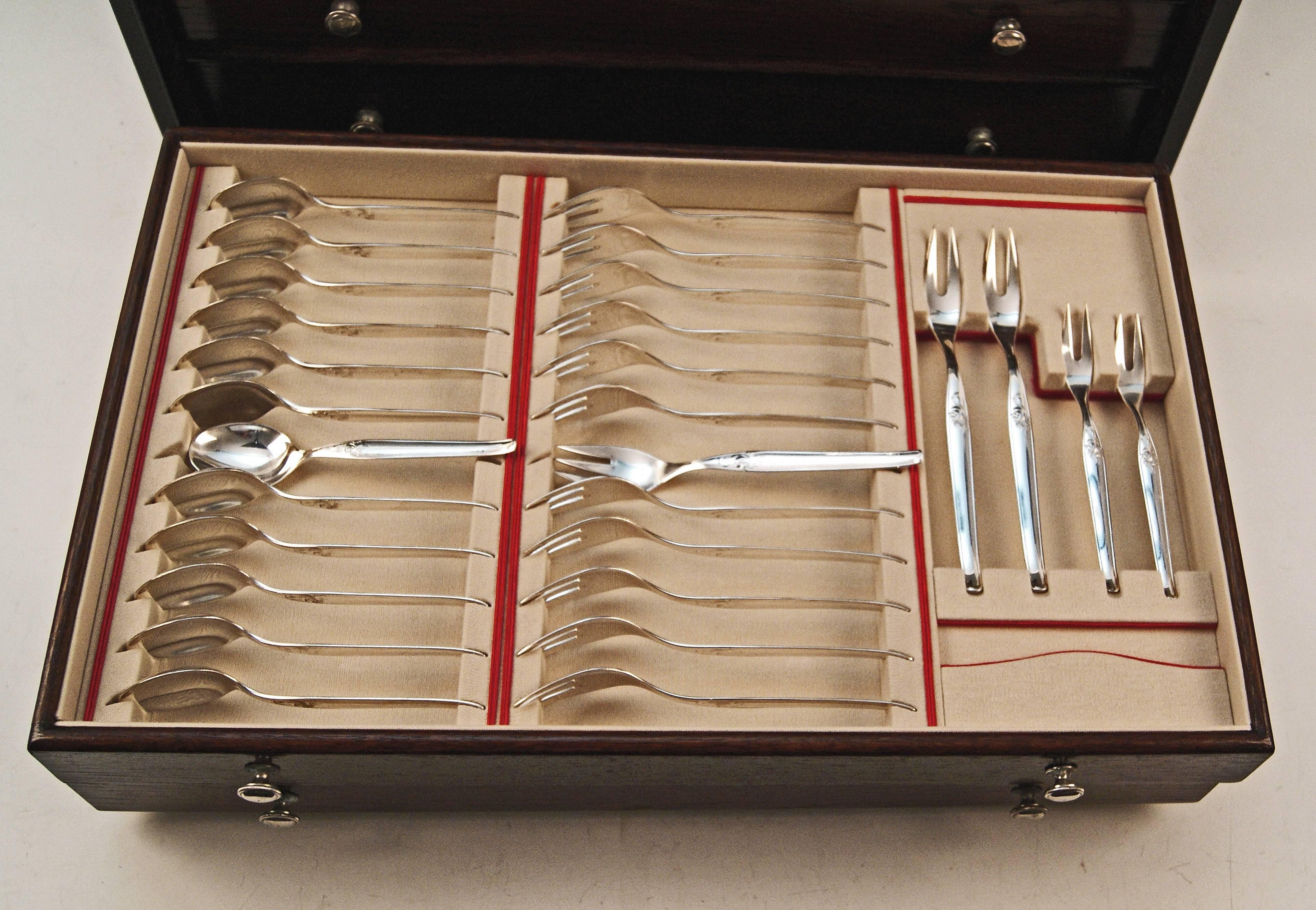 Other Silver 925 72-Piece Cutlery Set 12 Pers, Bruckmann Germany Design K.Dittert