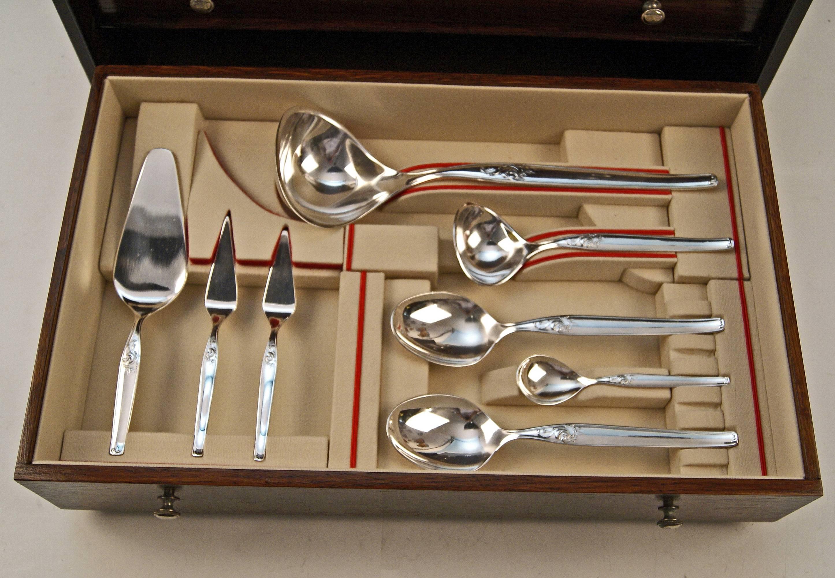 Mid-20th Century Silver 925 72-Piece Cutlery Set 12 Pers, Bruckmann Germany Design K.Dittert
