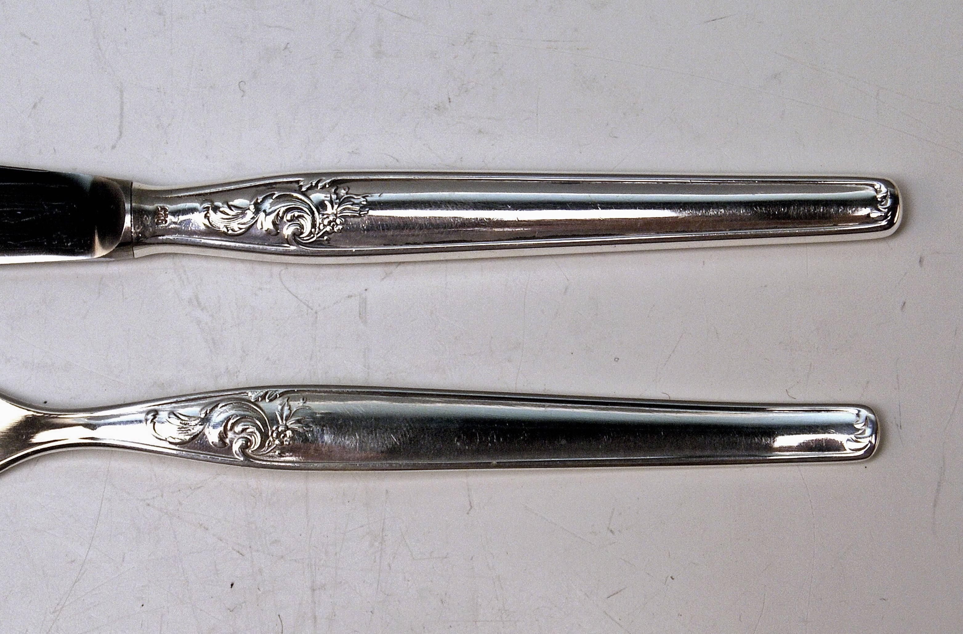Silver 925 72-Piece Cutlery Set 12 Pers, Bruckmann Germany Design K.Dittert 2