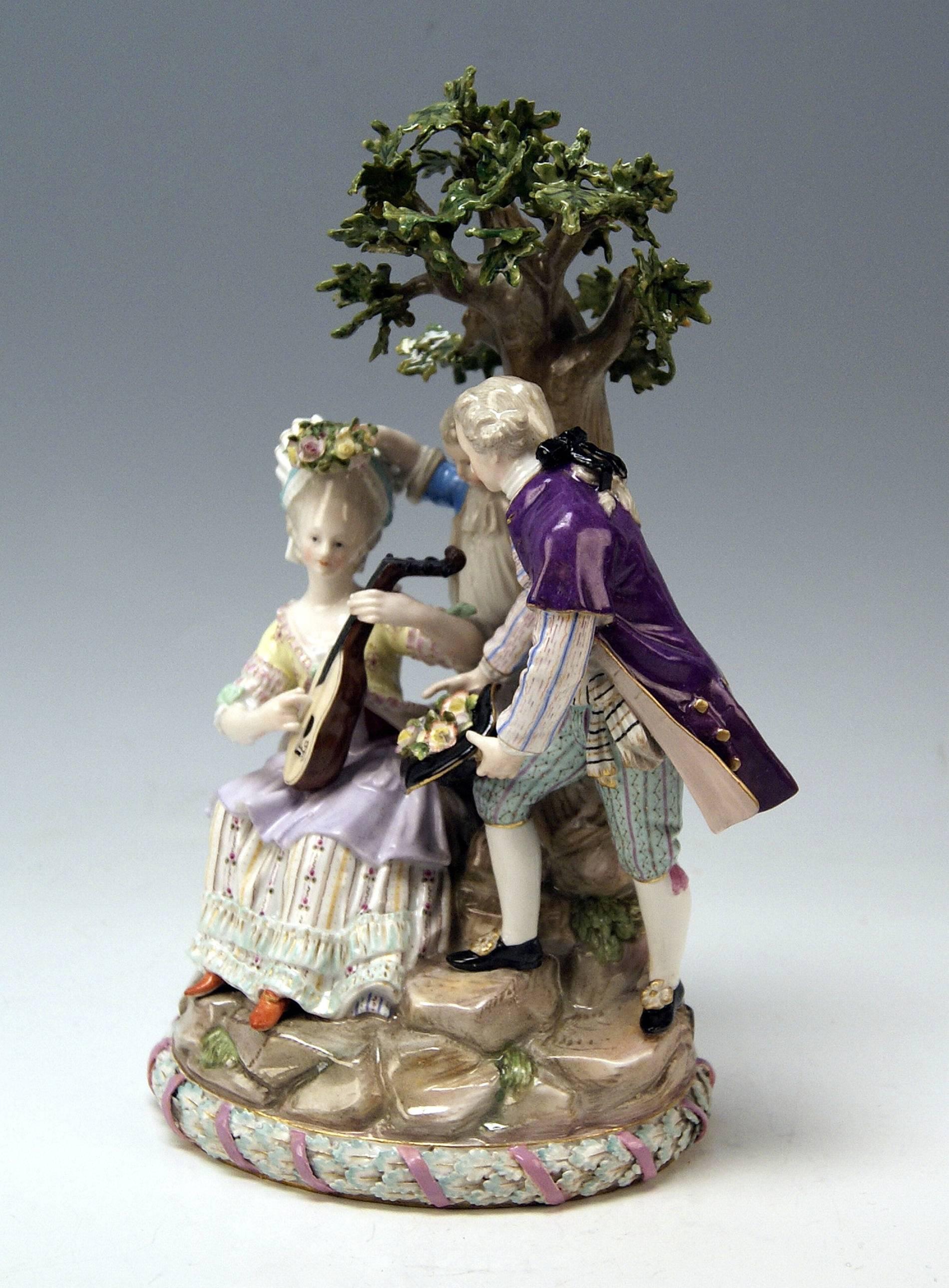 Rococo Meissen Acier Gardener Figurines Group Model D 95 Made circa 1870