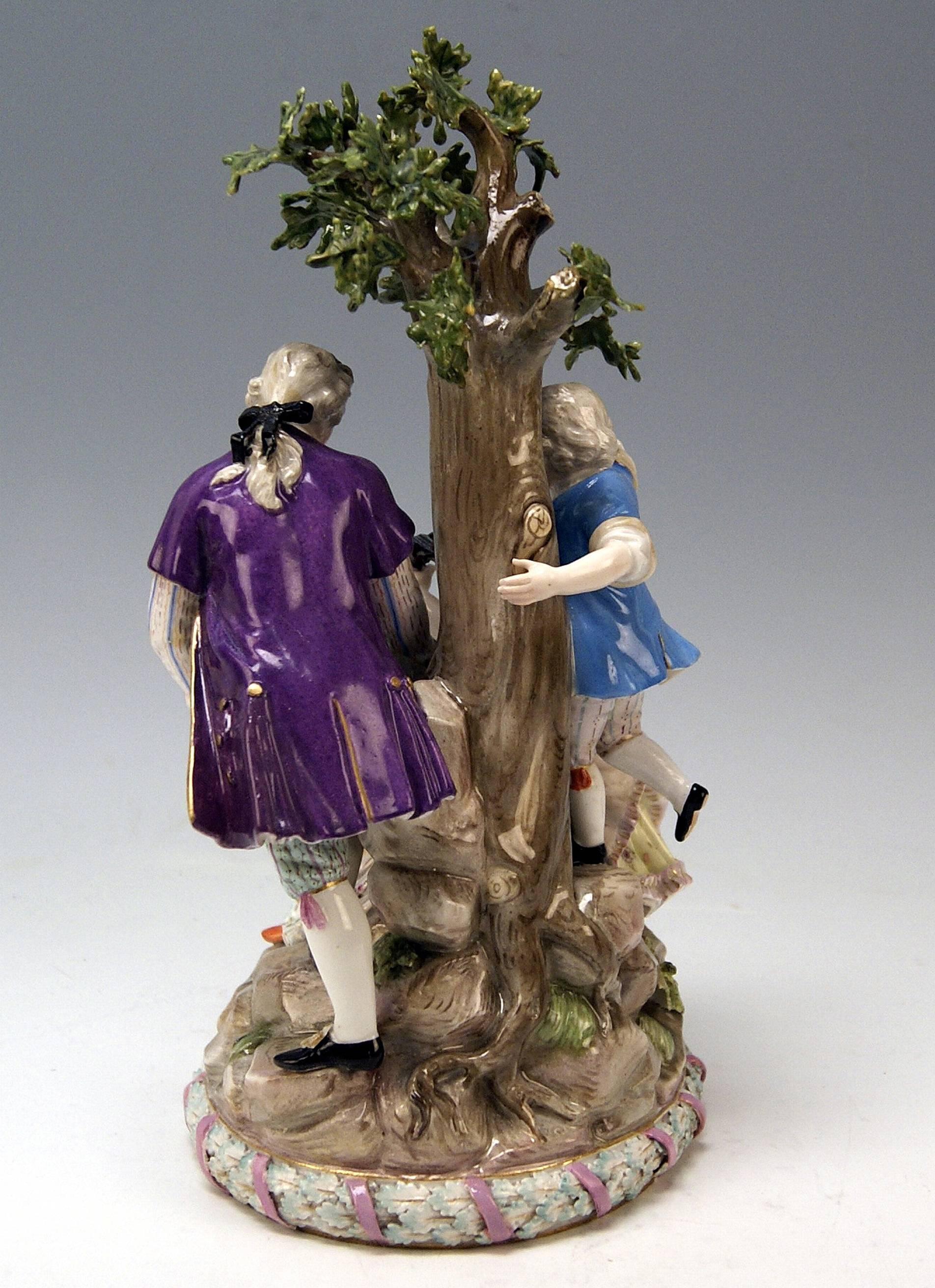German Meissen Acier Gardener Figurines Group Model D 95 Made circa 1870