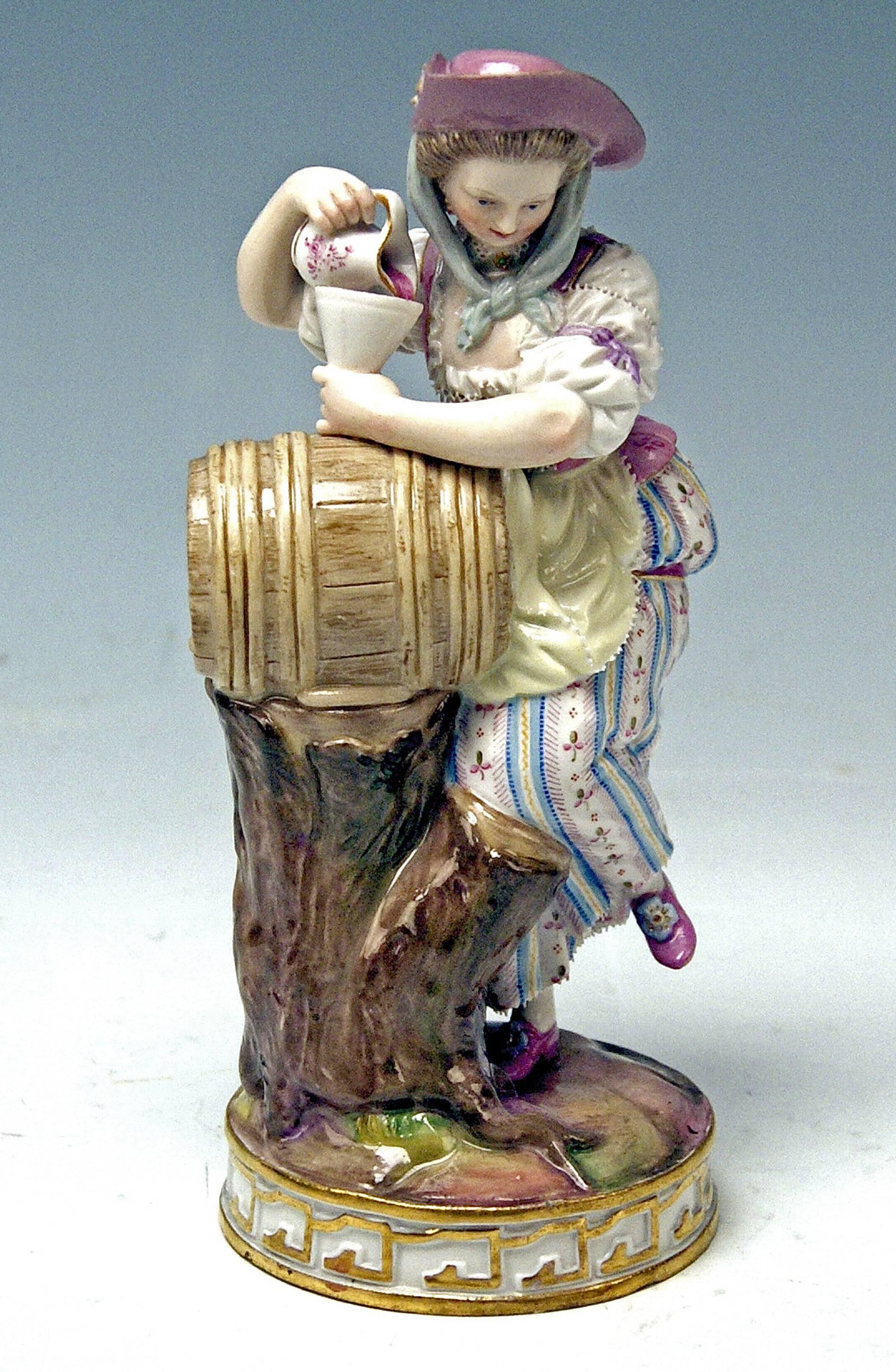 Late 19th Century Meissen Acier Pair of Wine-Growers Male Female Model F 80 made circa 1870