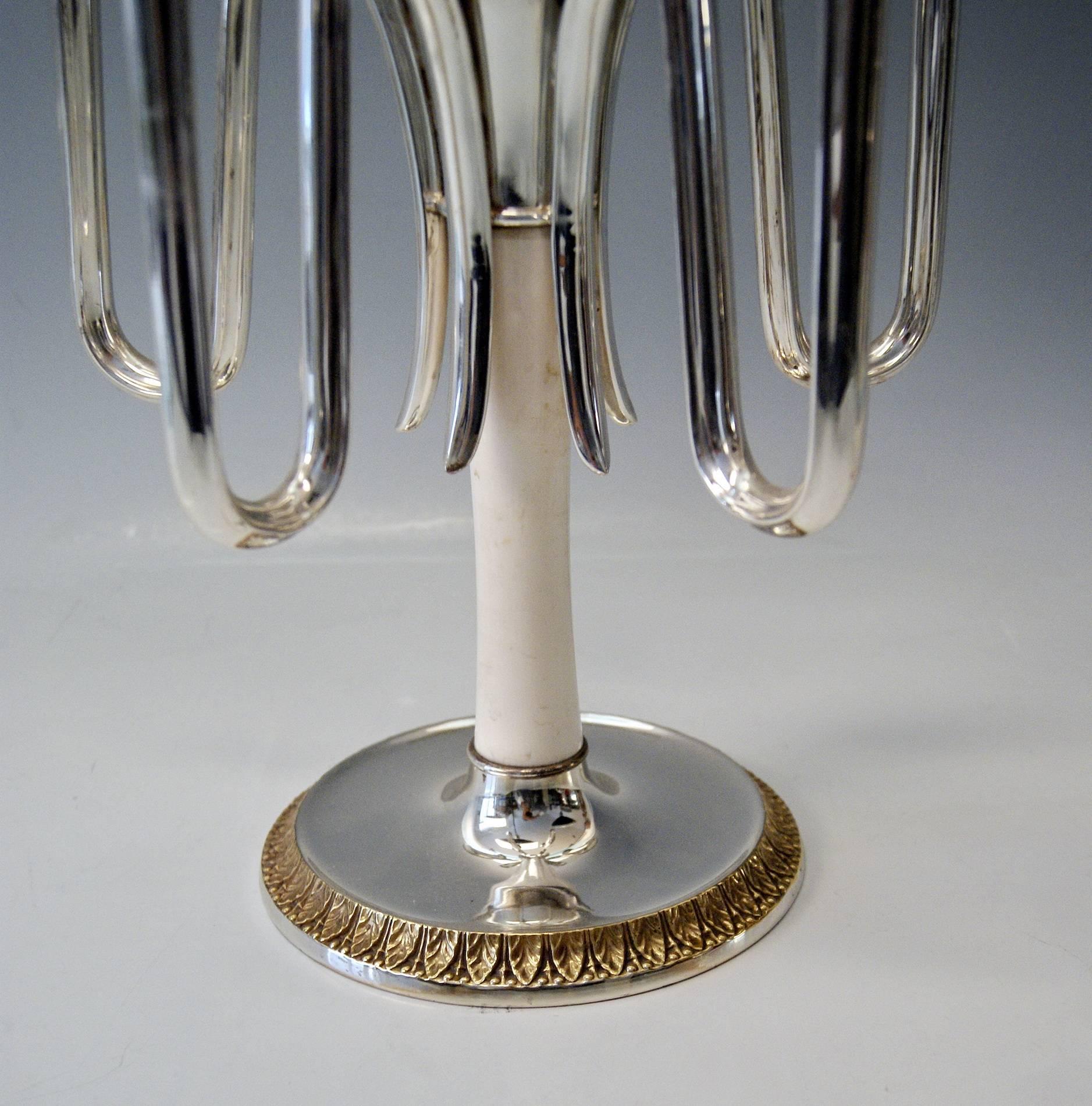 Silver Two German Five-Arm Candleholders O.Wolter Art Deco Schwaebisch-Gmuend 2