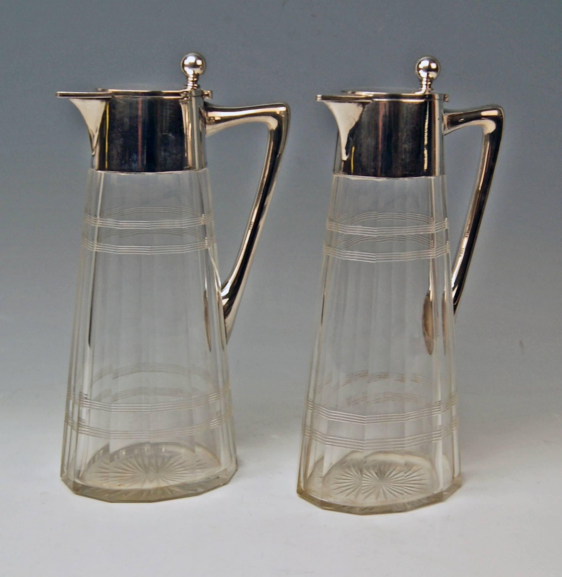 Pareja de decantadores de plata Wilhelm Binder Art Nouveau Alemania circa 1900 en Excelente estado para la venta en Vienna, AT