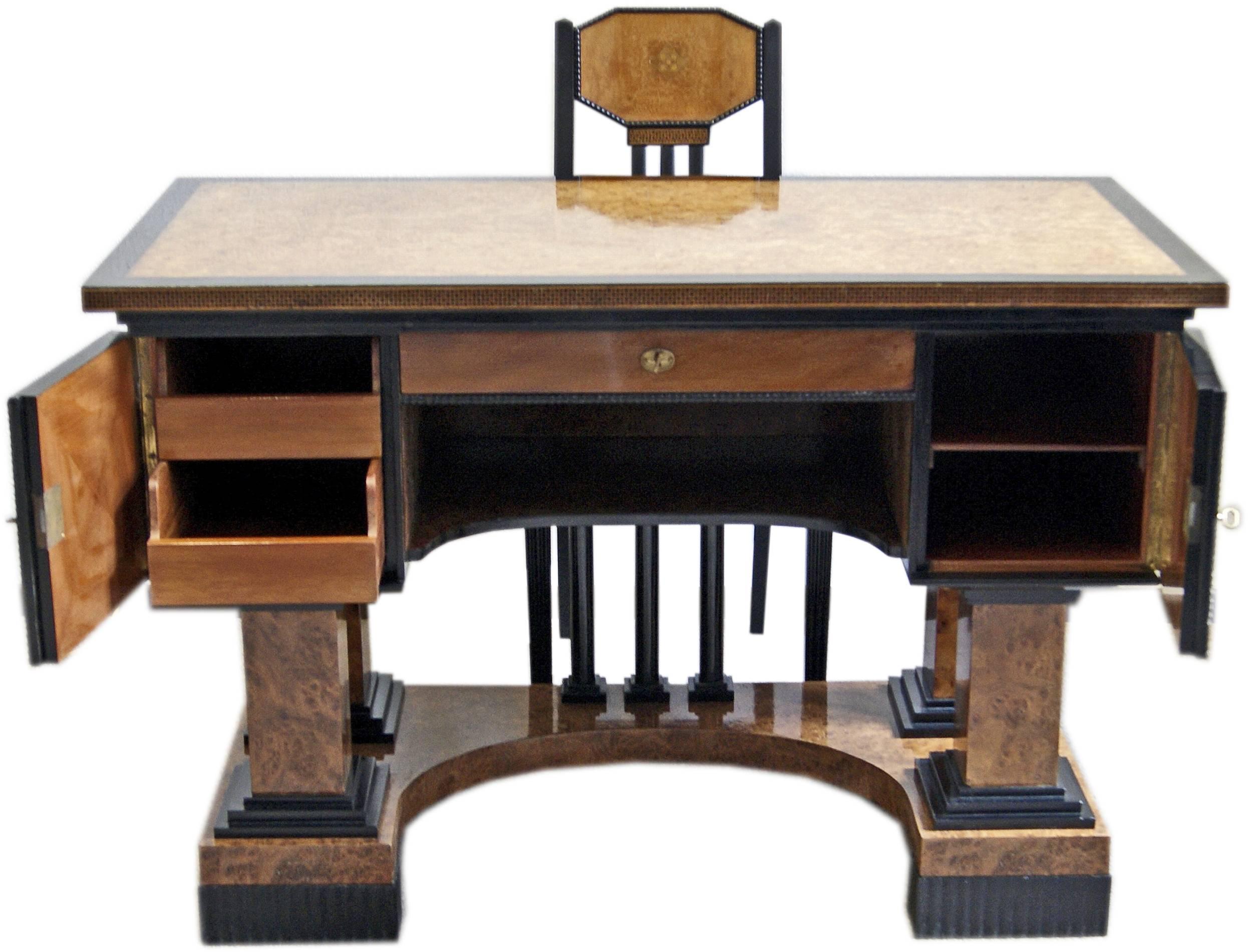 Art Nouveau Music Room Desk Two Chairs Circle Josef Maria Olbrich Darmstadt Germany c.1900
