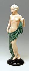 Goldscheider Vienna Lorenzl Lady Nude with Scarf Model 7638 made circa 1937