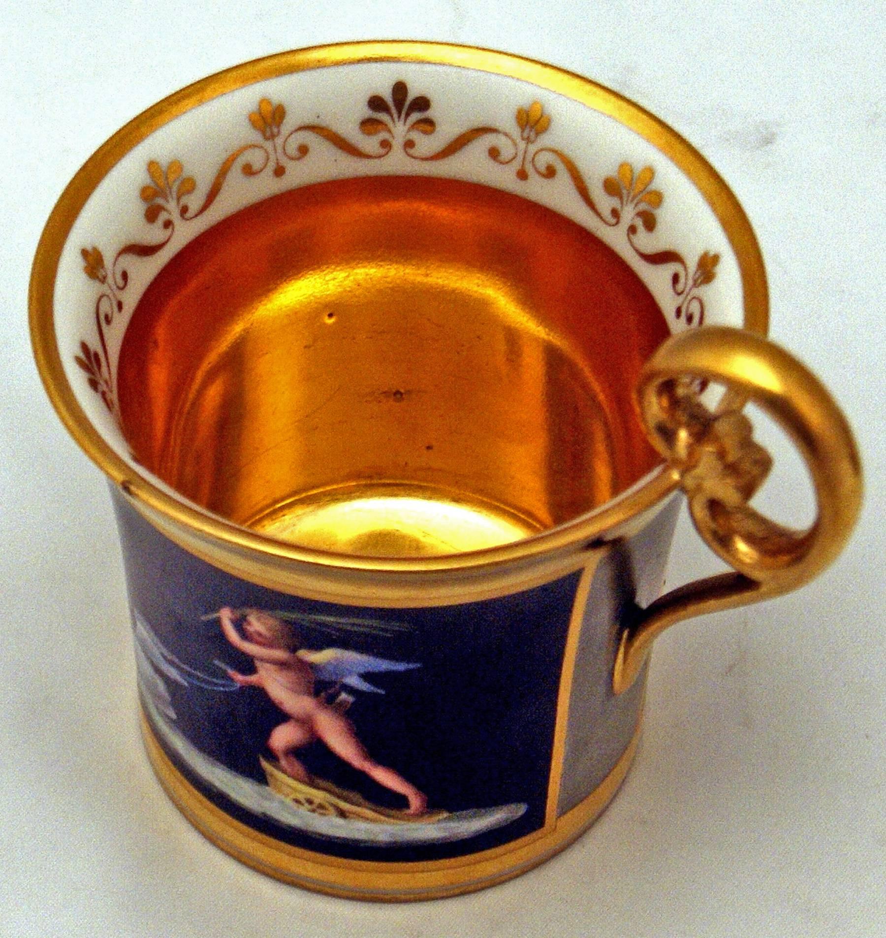 Vienna Imperial Porcelain Cup Saucer Cherubs Driving Chariots Dated 1814 Austria 2
