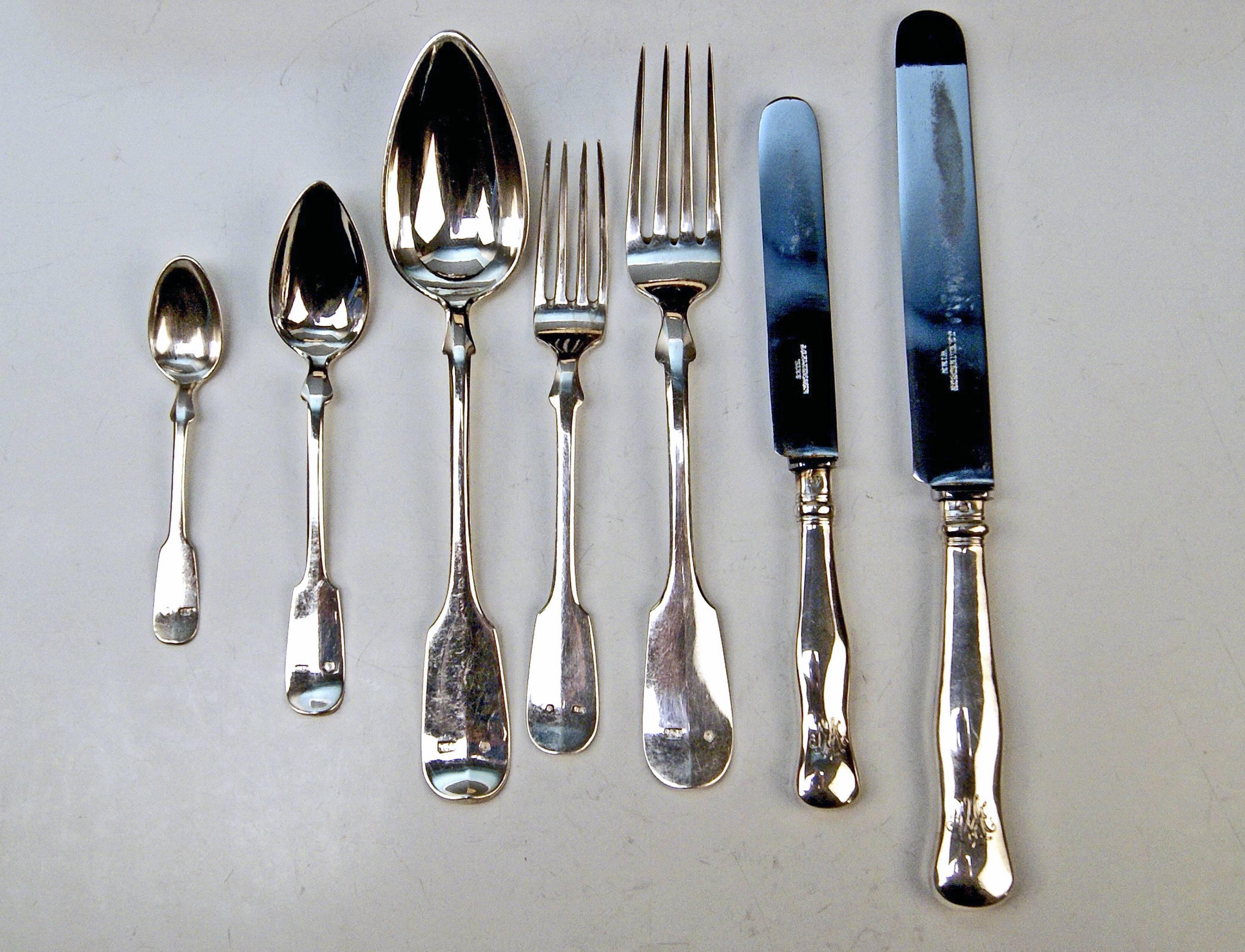 Silver Art Nouveau 51-Piece Flatware Cutlery 6 Pers. Klinkosch, Vienna c.1900 1