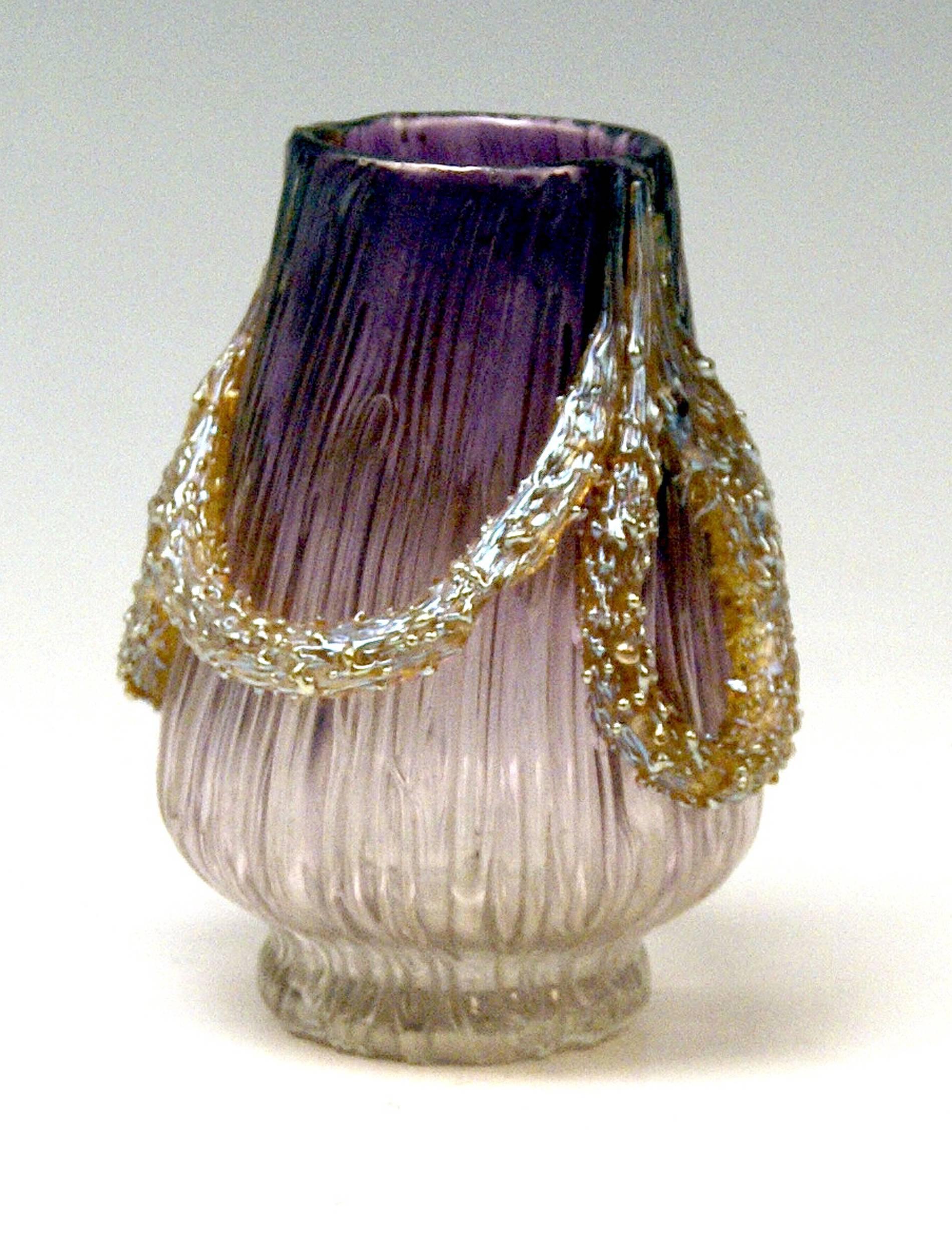 Austrian Vase Loetz Texas Violet with Swags Lötz Widow Bohemia Art Nouveau made 1900