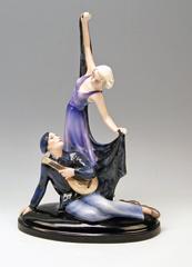 Goldscheider Vienna Lorenzl Couple Lady Man with Lute Figurines made 1934