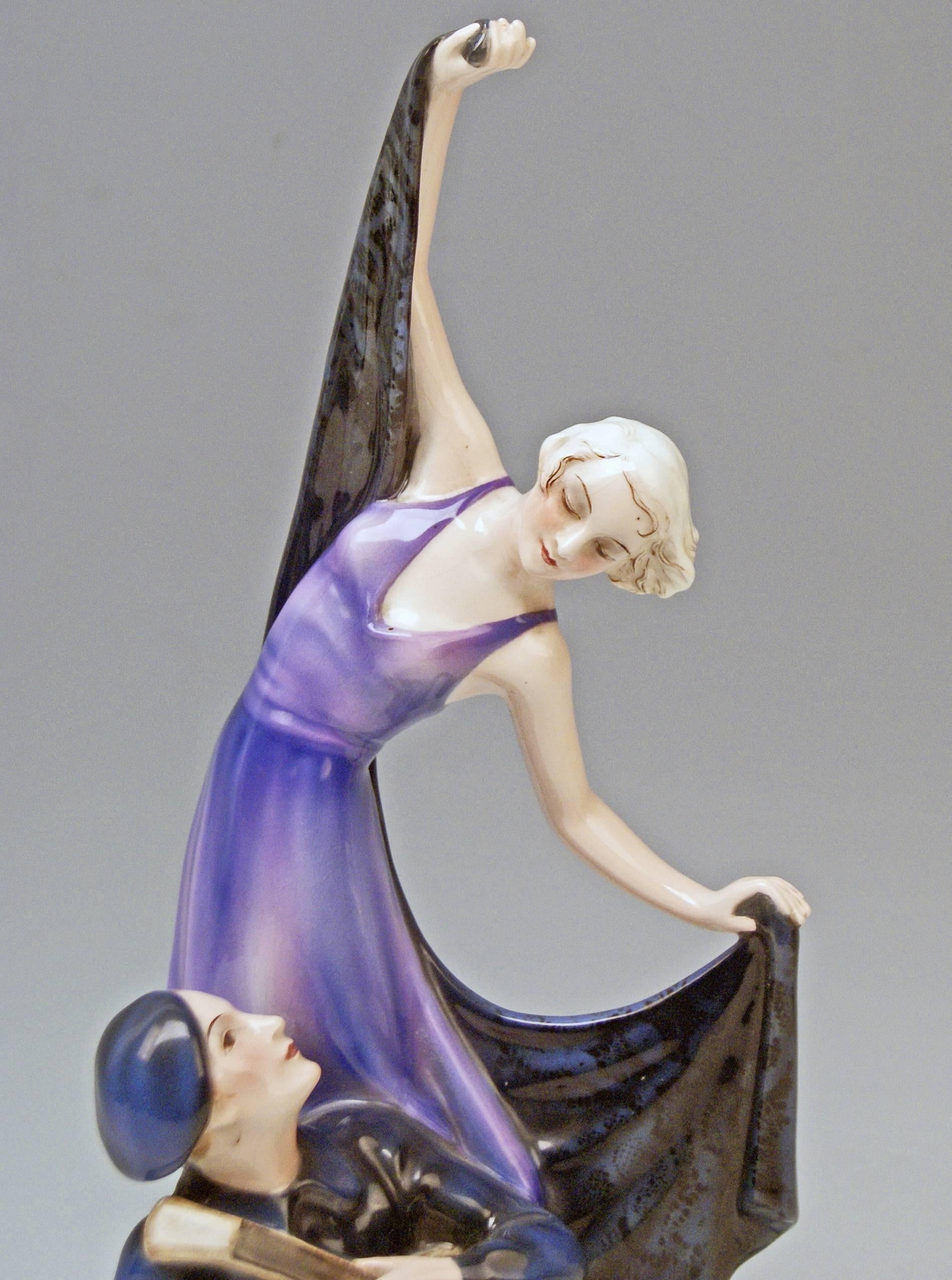 Goldscheider Vienna Lorenzl Couple Lady Man with Lute Figurines made 1934 1
