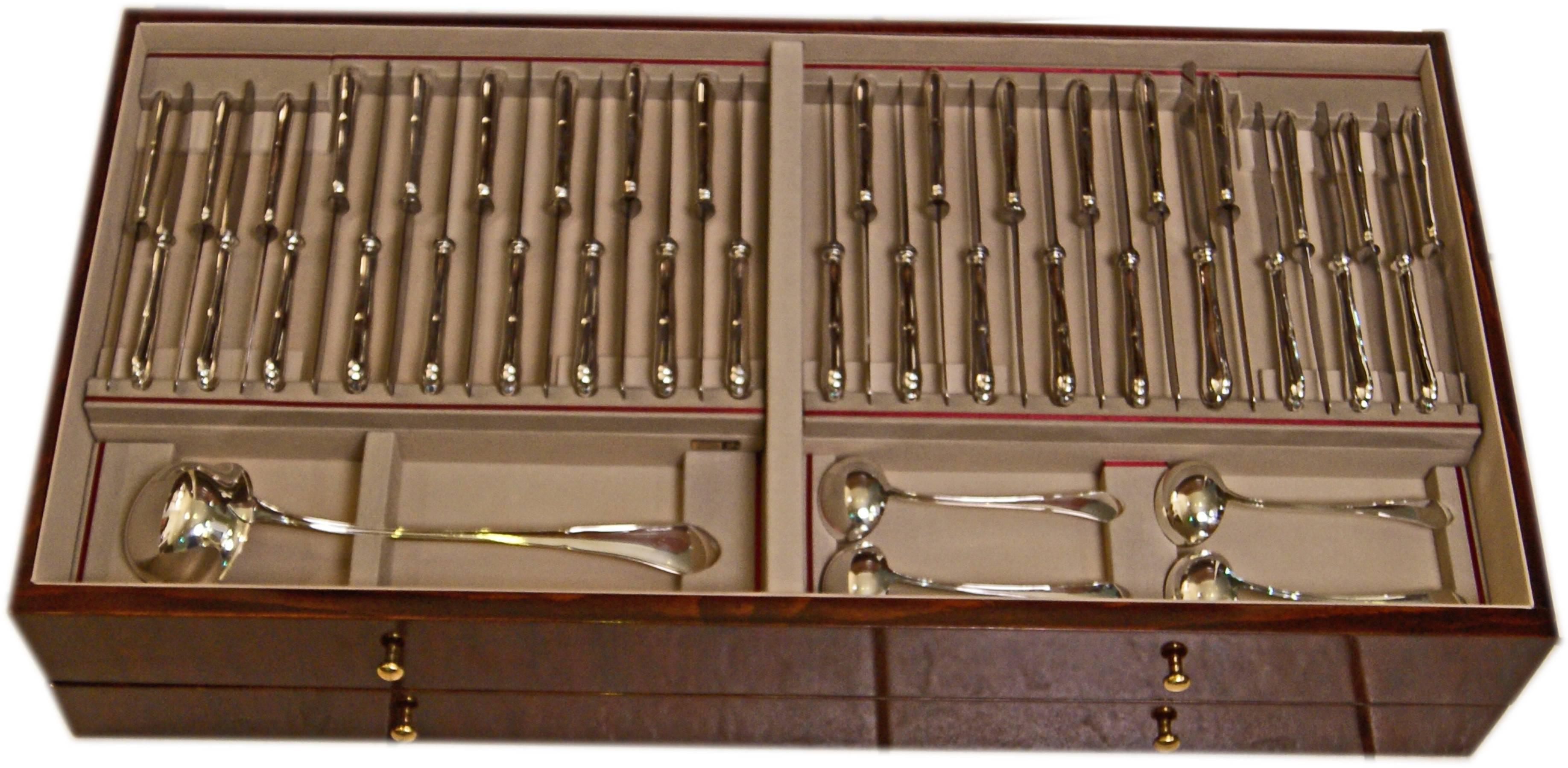 Silver Flatware Cutlery 24 Persons, Bremer Silberwarenfabrik, Germany, 1910 In Excellent Condition In Vienna, AT