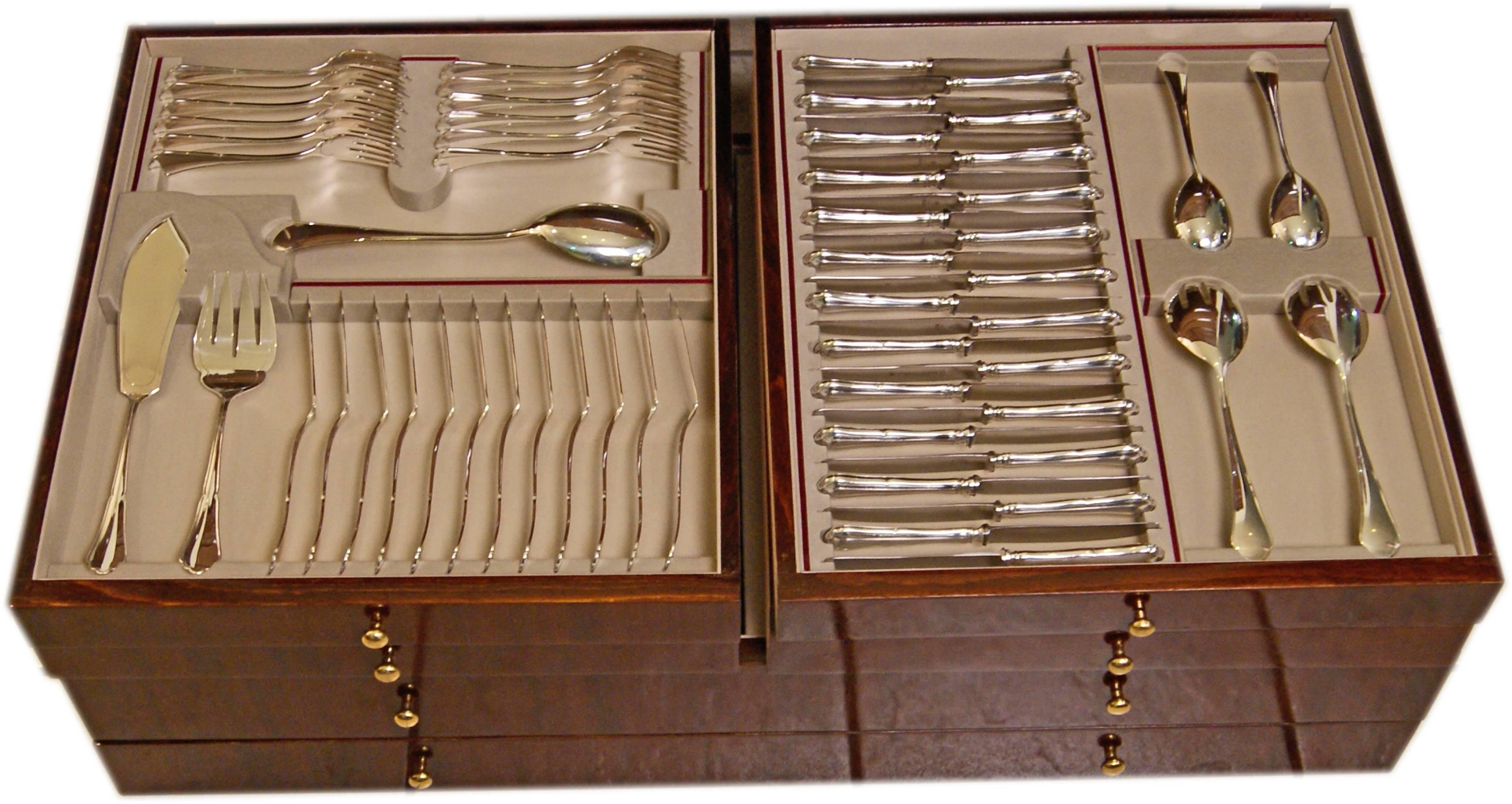 Silver Flatware Cutlery 24 Persons, Bremer Silberwarenfabrik, Germany, 1910 1