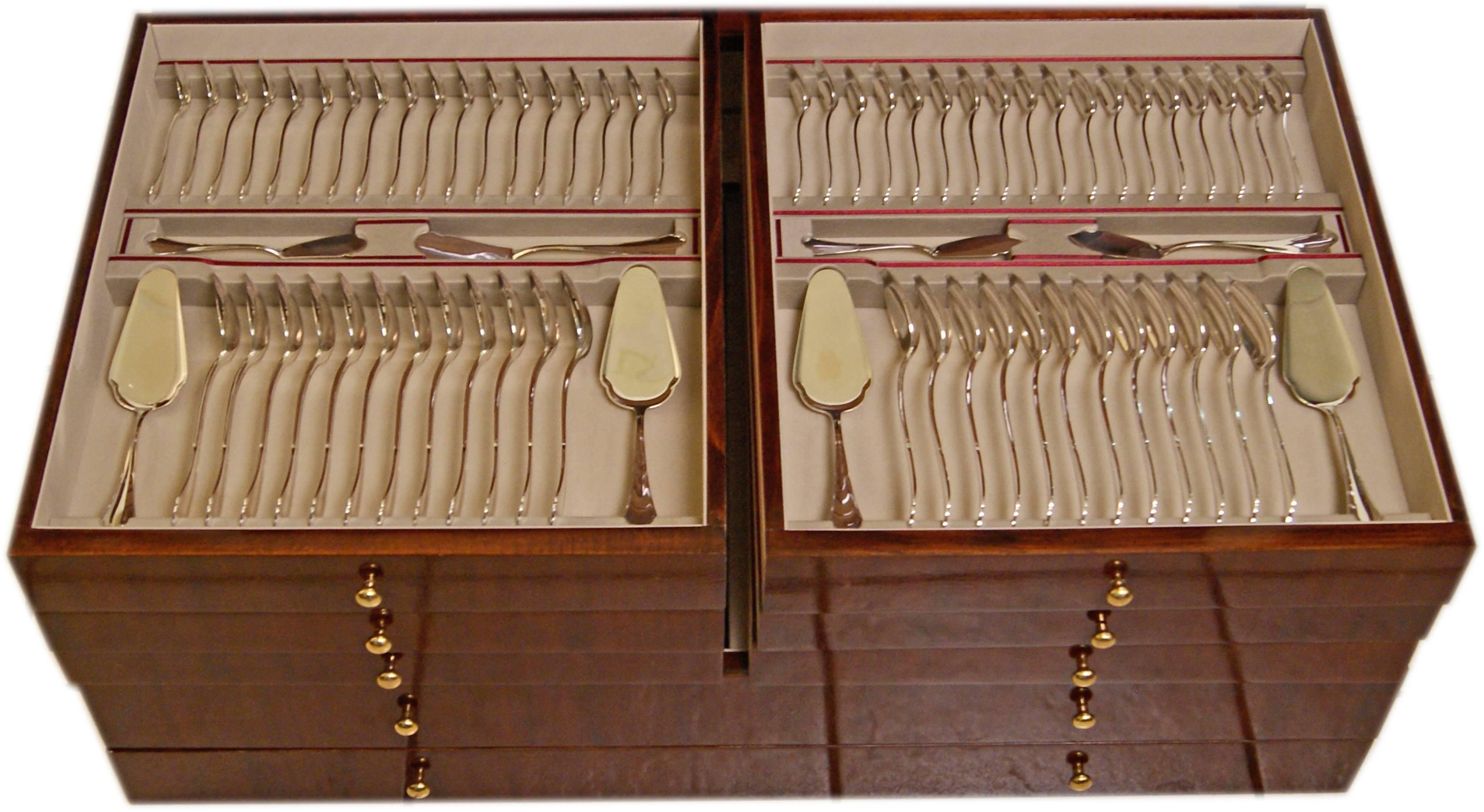 Silver Flatware Cutlery 24 Persons, Bremer Silberwarenfabrik, Germany, 1910 2