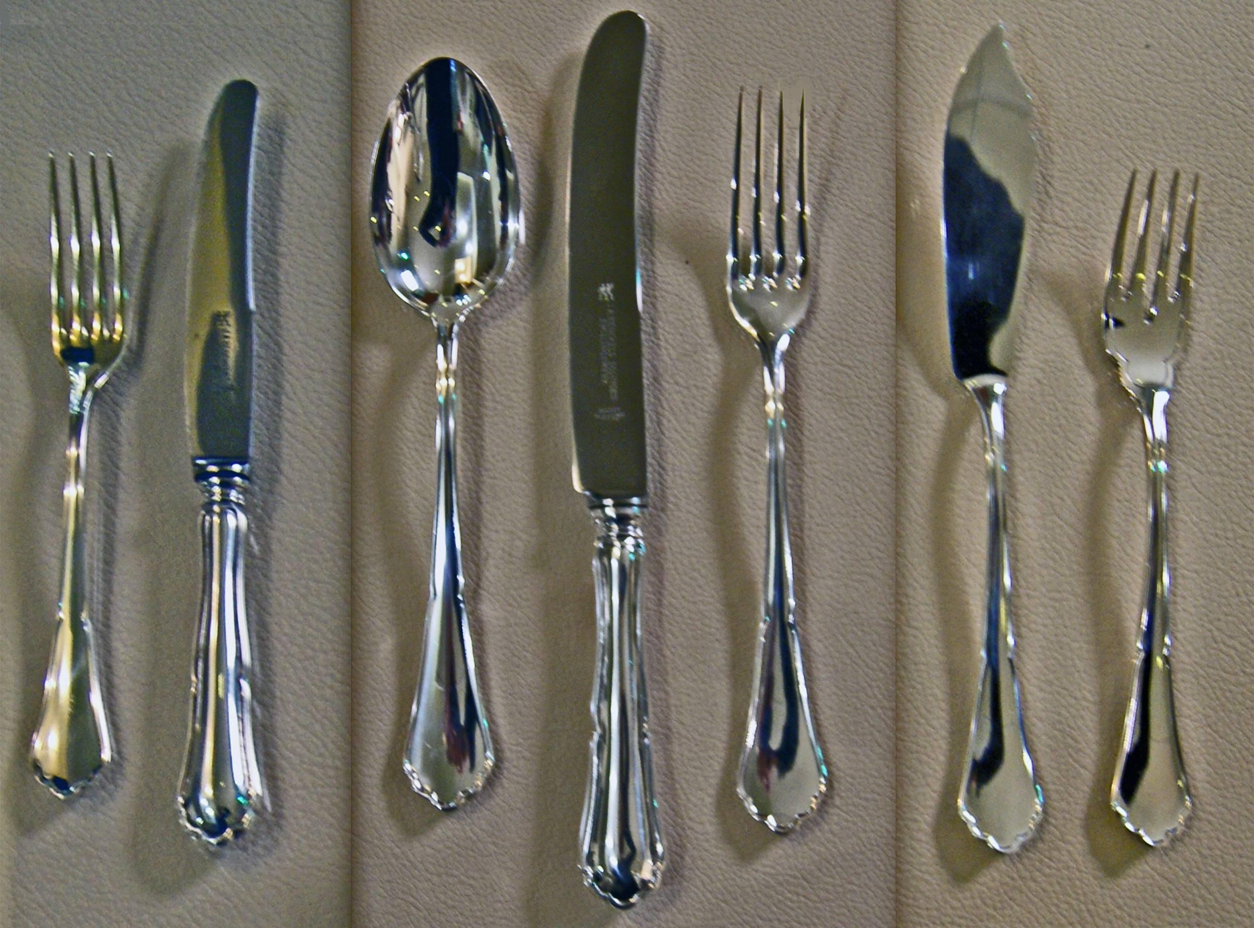 Silver Flatware Cutlery 24 Persons, Bremer Silberwarenfabrik, Germany, 1910 4