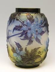 Soufflé Vase Gallé Clematis Flowers Leaves Emile Galle Nancy Art Nouveau 1925