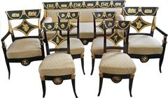 Danhauser Vienna Biedermeier Stubengarnitur Vier Stühle Zwei Sessel Sofa 1815