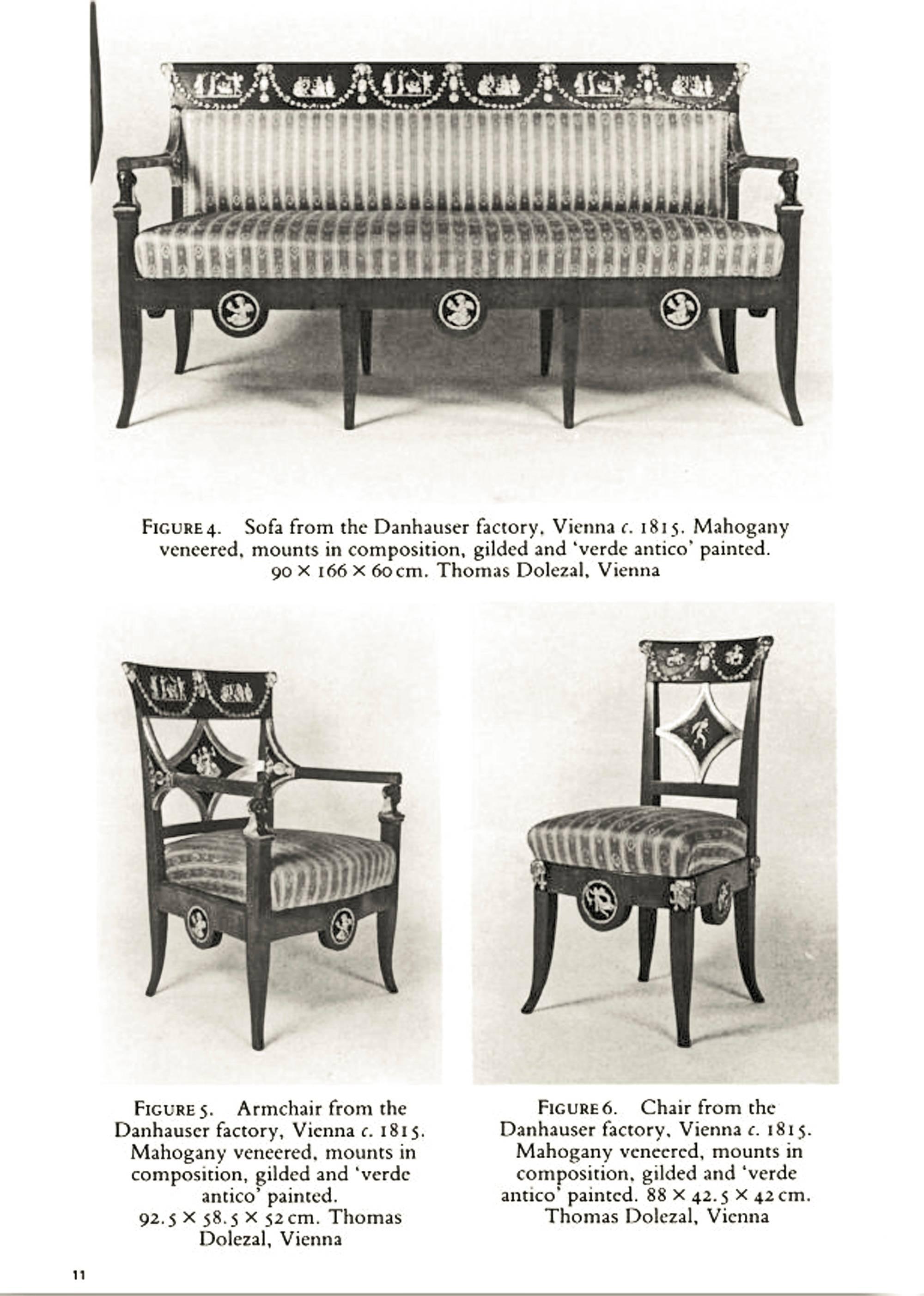 Austrian Danhauser Vienna Biedermeier Parlor Set Four Chairs Two Armchairs Settee 1815