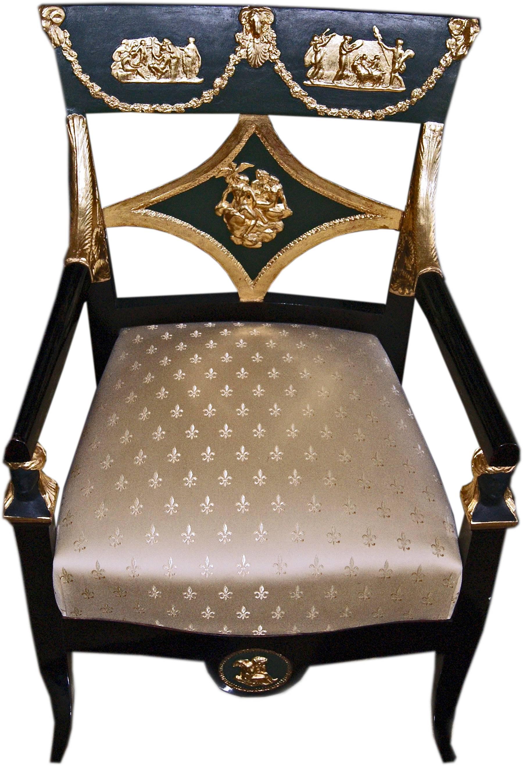 Gilt Danhauser Vienna Biedermeier Parlor Set Four Chairs Two Armchairs Settee 1815