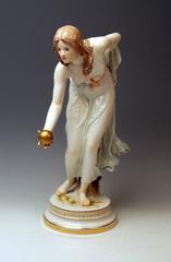 Meissen Girl Playing Bowls Walter Schott Art Nouveau, circa 1900