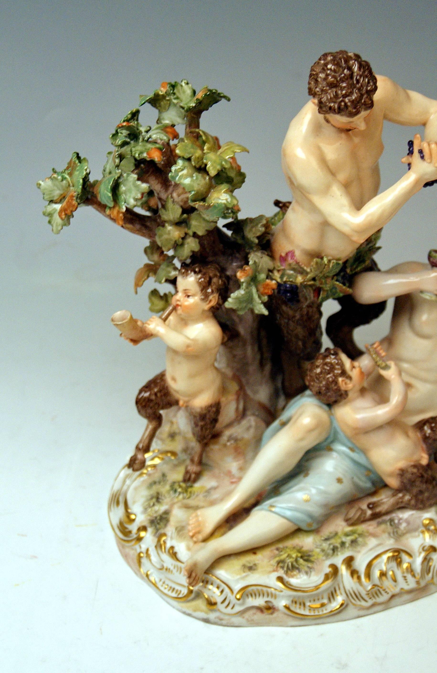 German Meissen Bacchanal Faun Michel V. Acier Model D 63 made circa 1860