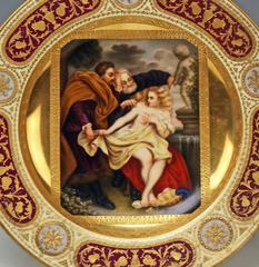 Imperiales Wiener Porzellangemälde des Kaiserreichs, Susanna und die Älteren, 1813