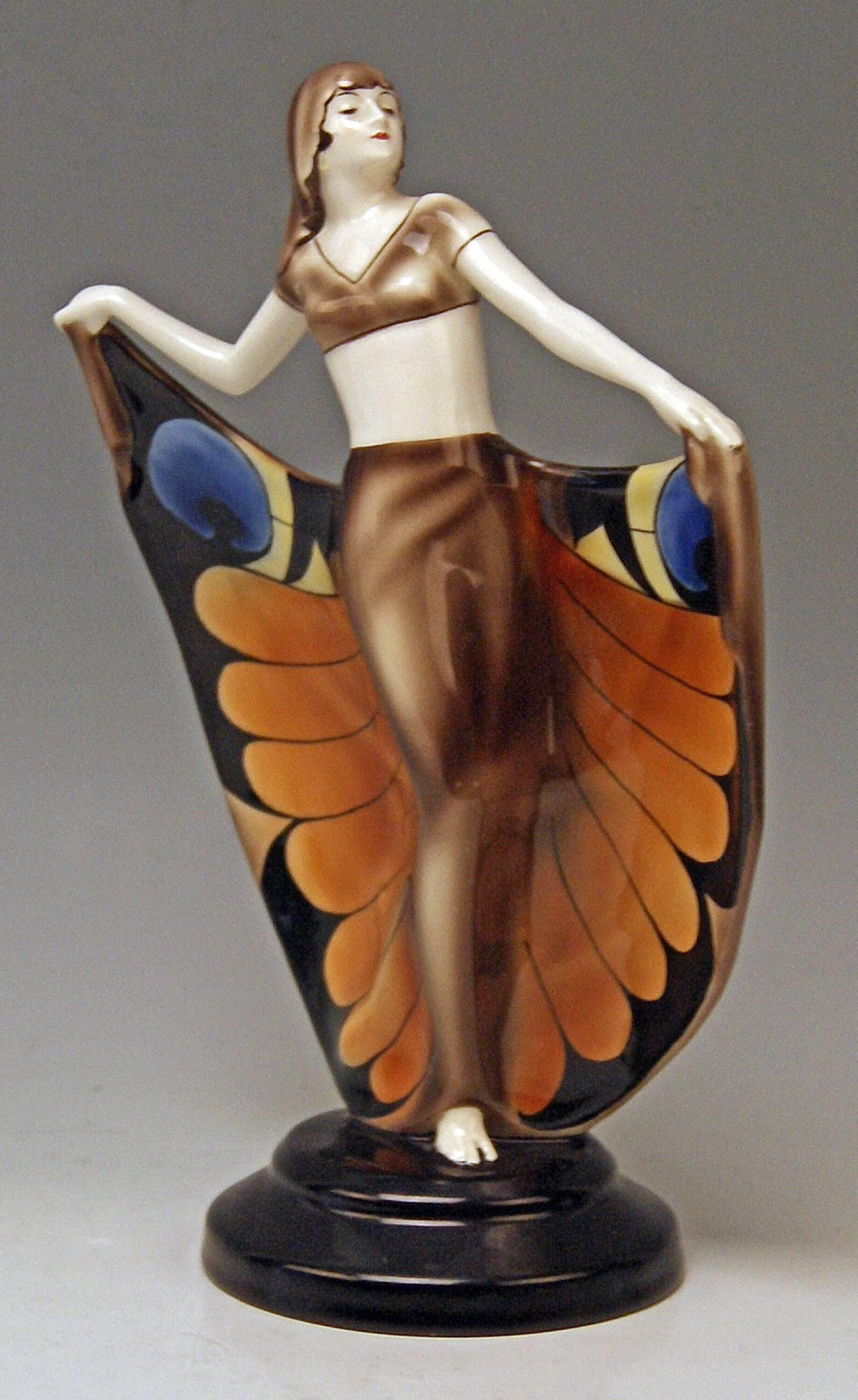 Austrian Goldscheider Vienna Rarest Oriental Lady Butterfly Dancer Veil Lorenzl