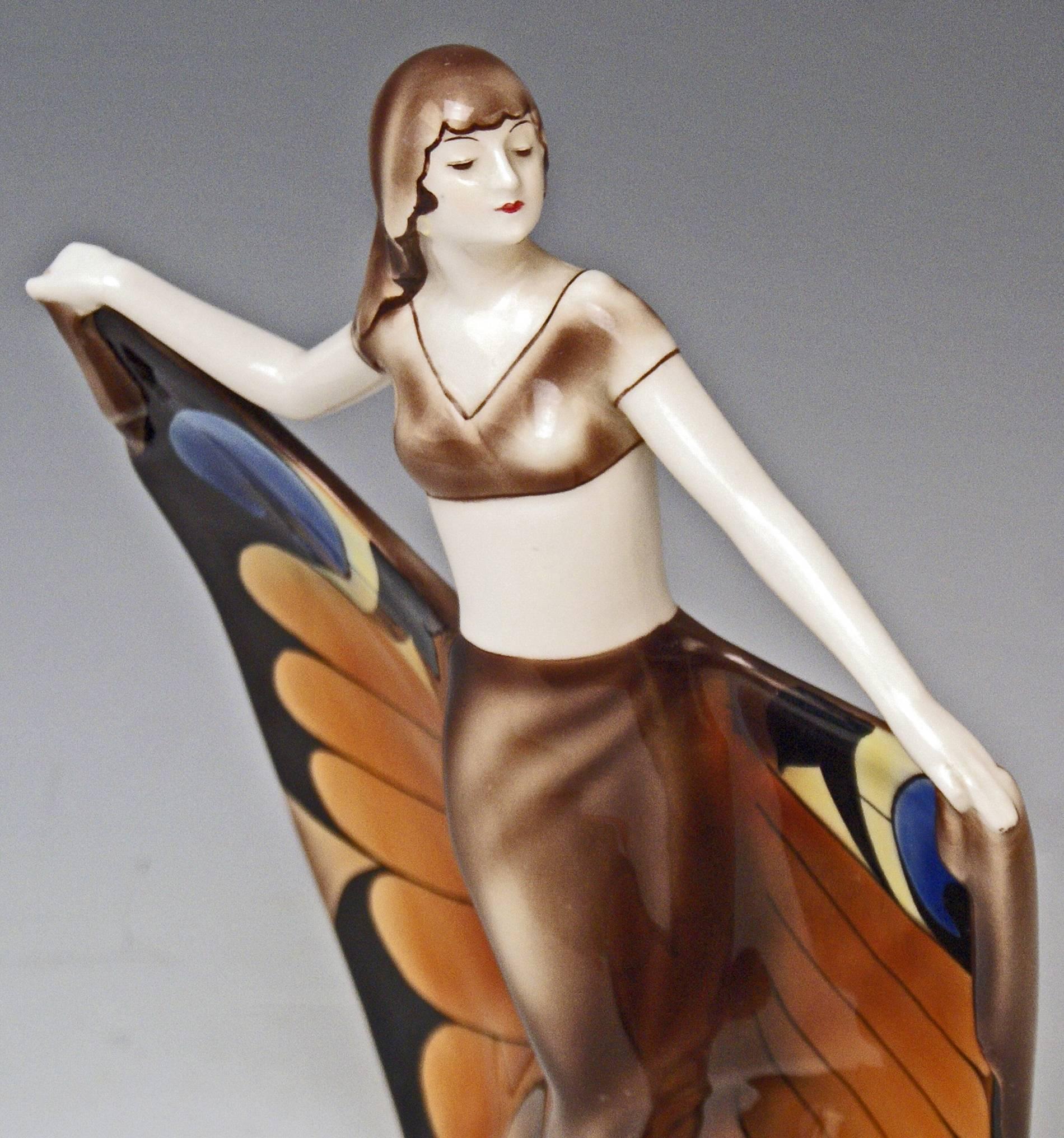 Glazed Goldscheider Vienna Rarest Oriental Lady Butterfly Dancer Veil Lorenzl